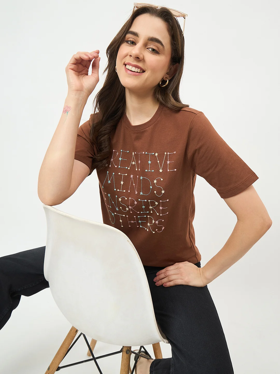 Madame Coffee Cotton Printed Half-Sleeve T-Shirt - Image 2