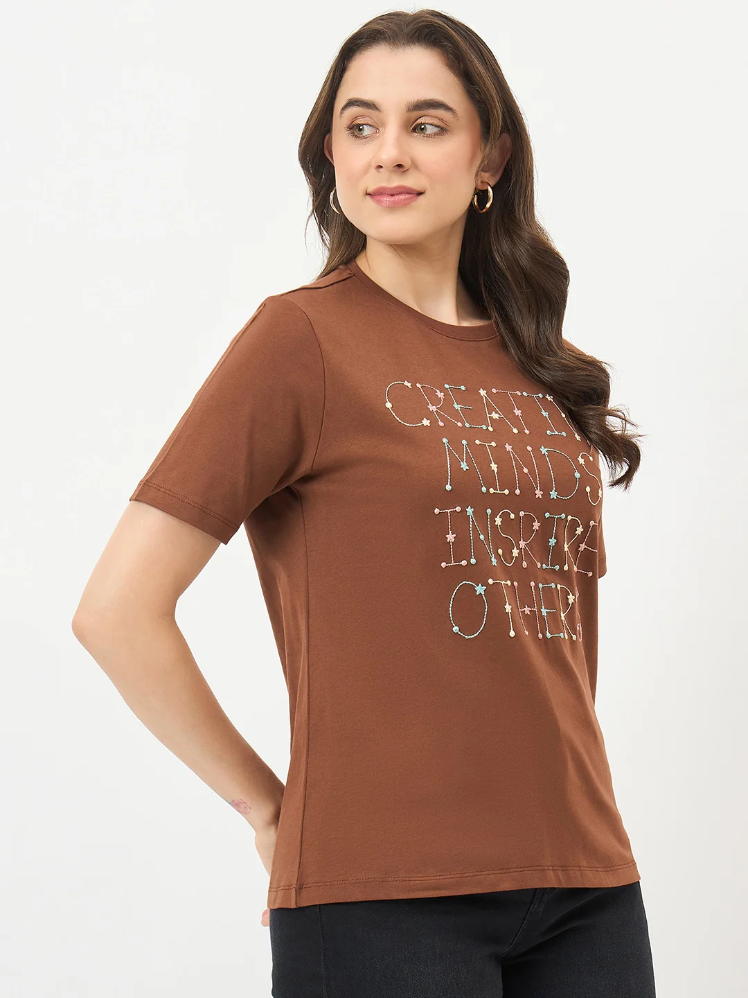 Madame Coffee Cotton Printed Half-Sleeve T-Shirt - Image 4