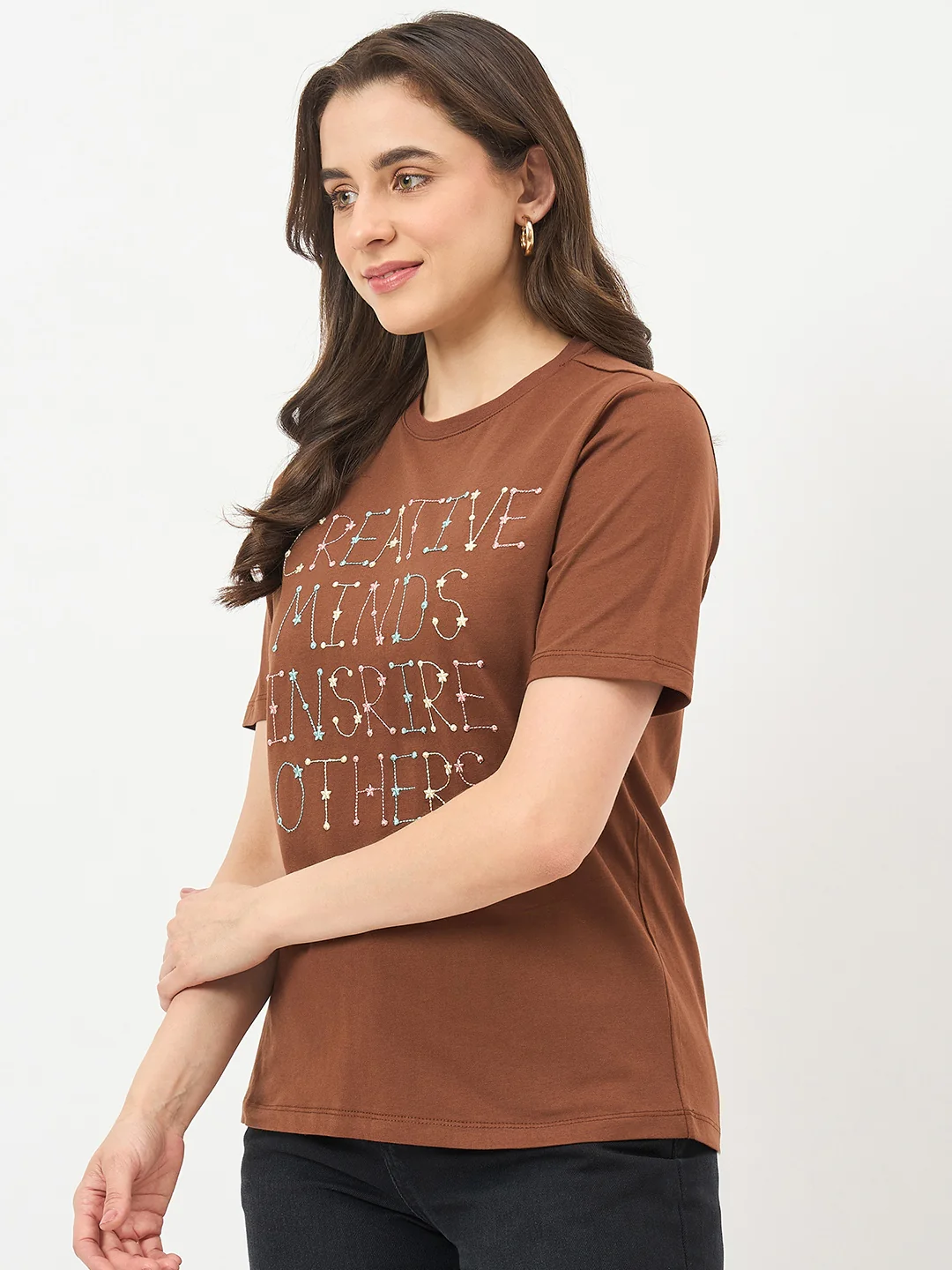 Madame Coffee Cotton Printed Half-Sleeve T-Shirt - Image 5