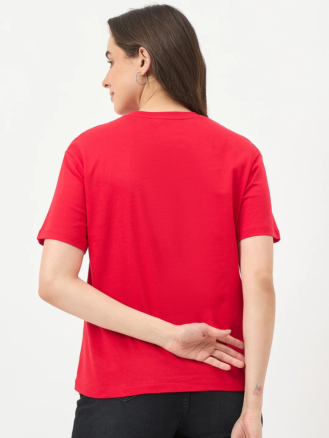 Madame Red Cotton Half-Sleeve T-Shirt - Image 6