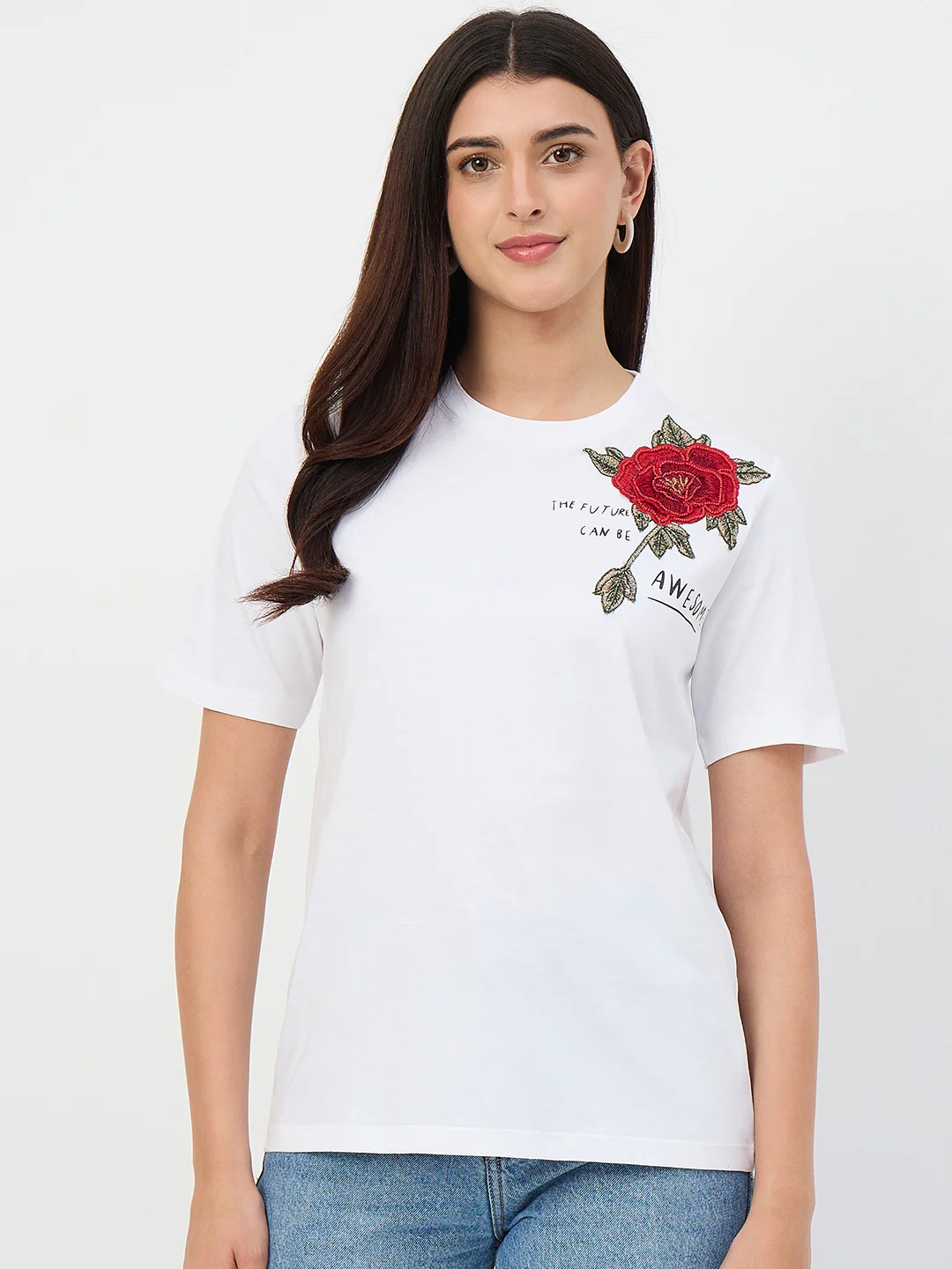 Madame White Graphic Print Cotton T-Shirt - Image 2