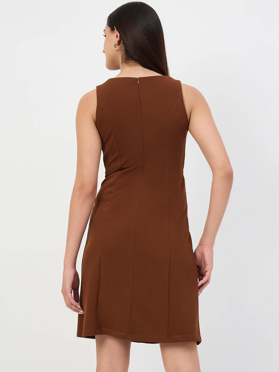 Madame Brown Belted Sheath Dress - Image 6