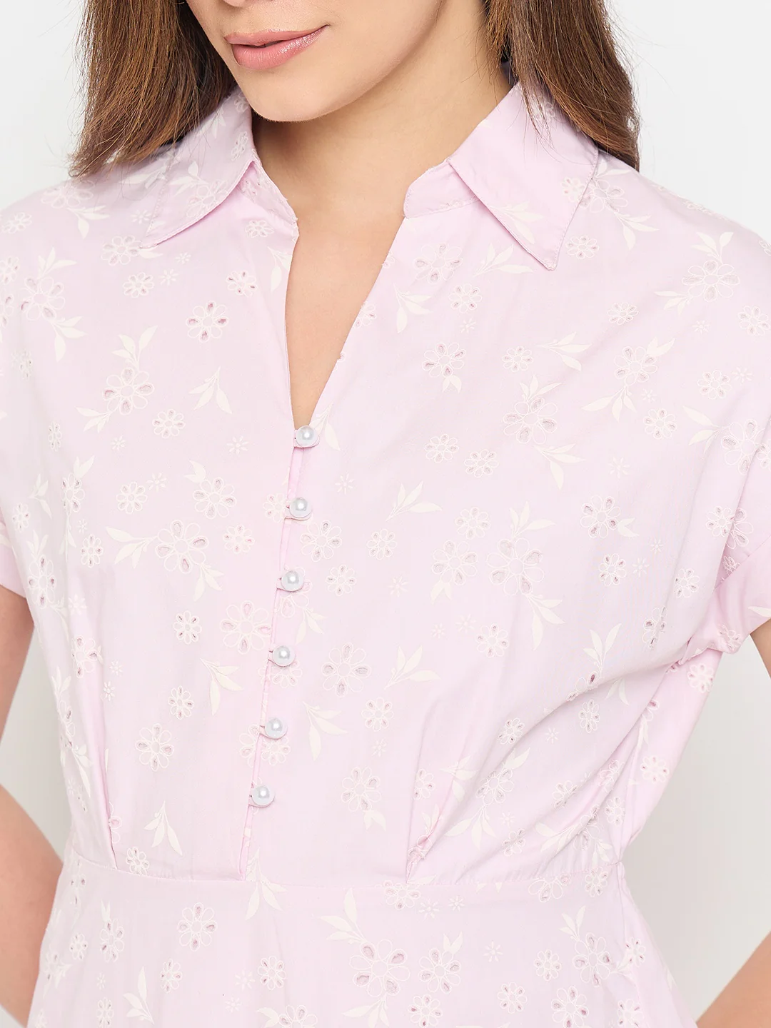 Madame Pink Printed Tiered Dress - Image 7