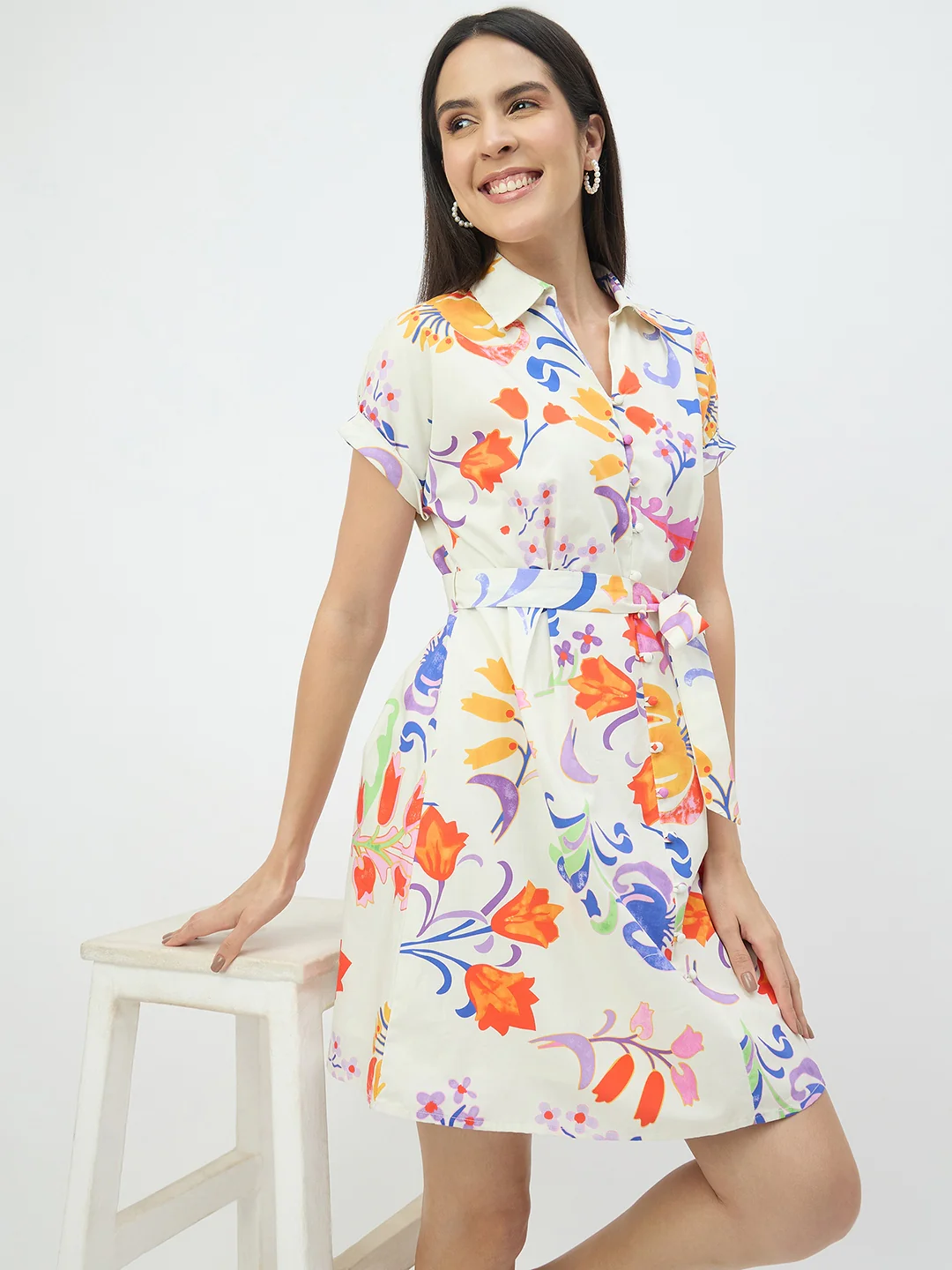 Madame Off-White Pure Cotton Dress - Image 2