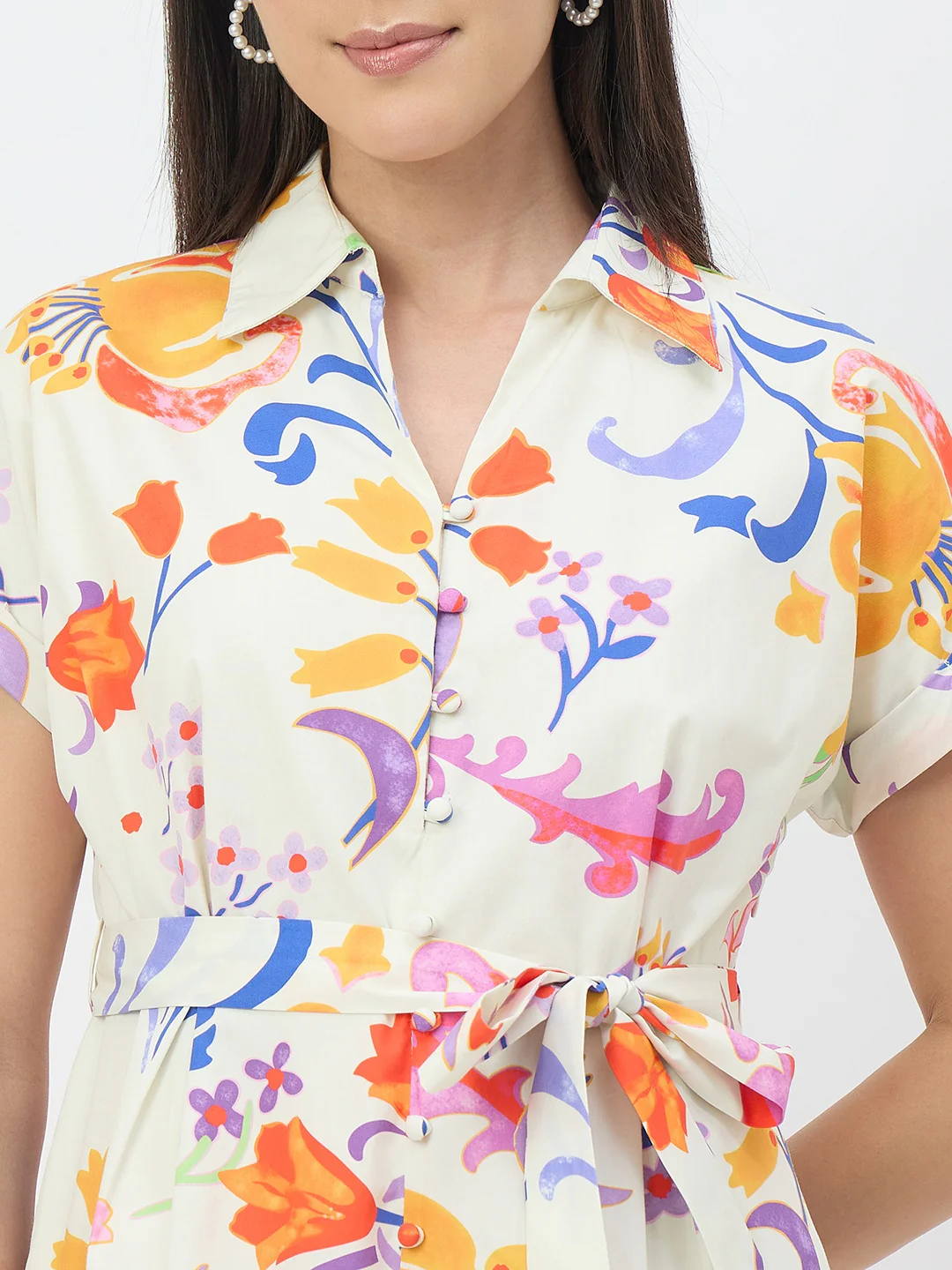 Madame Off-White Pure Cotton Dress - Image 7