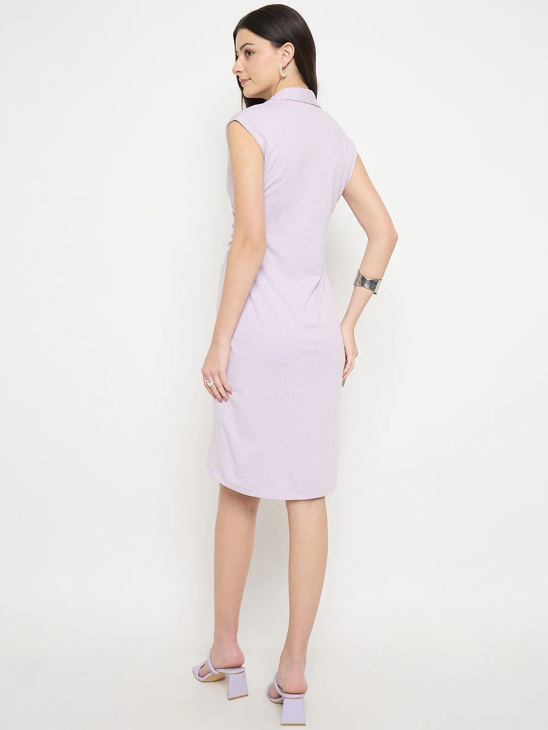 Madame Lilac Ruched Bodycon Knit Dress for Women - Image 6