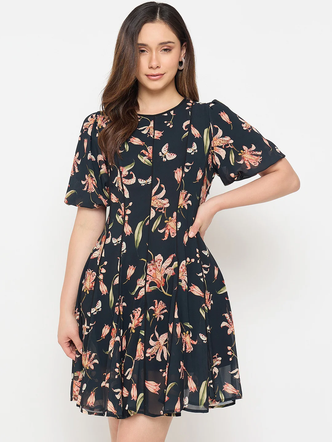 Madame Black Printed Midi Dress - Image 2