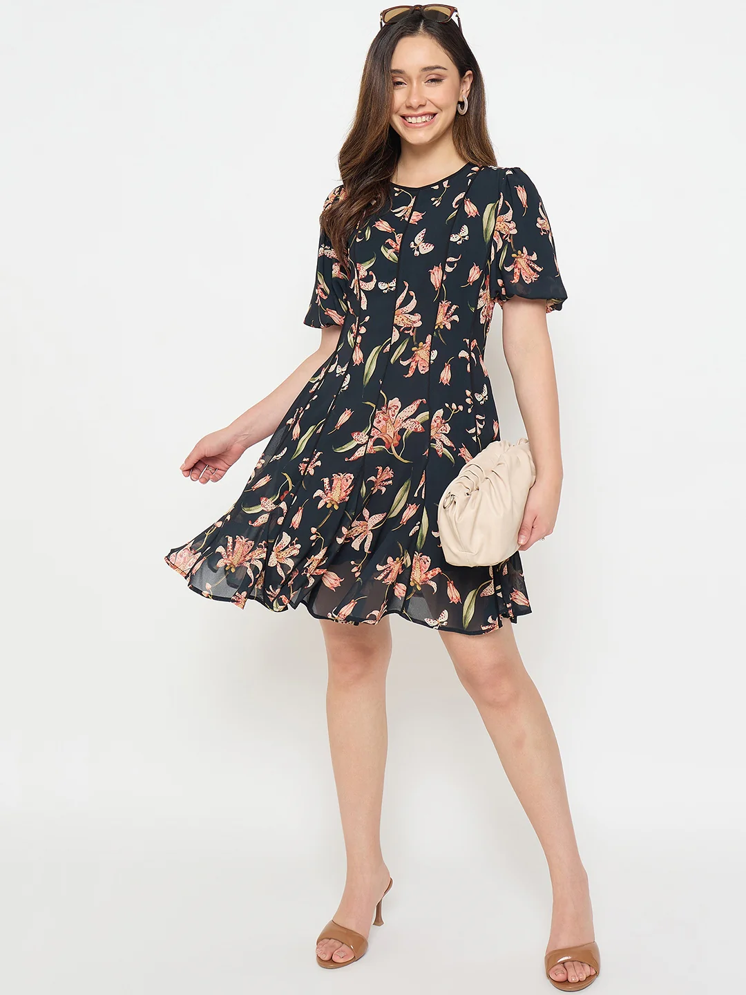 Madame Black Printed Midi Dress - Image 4