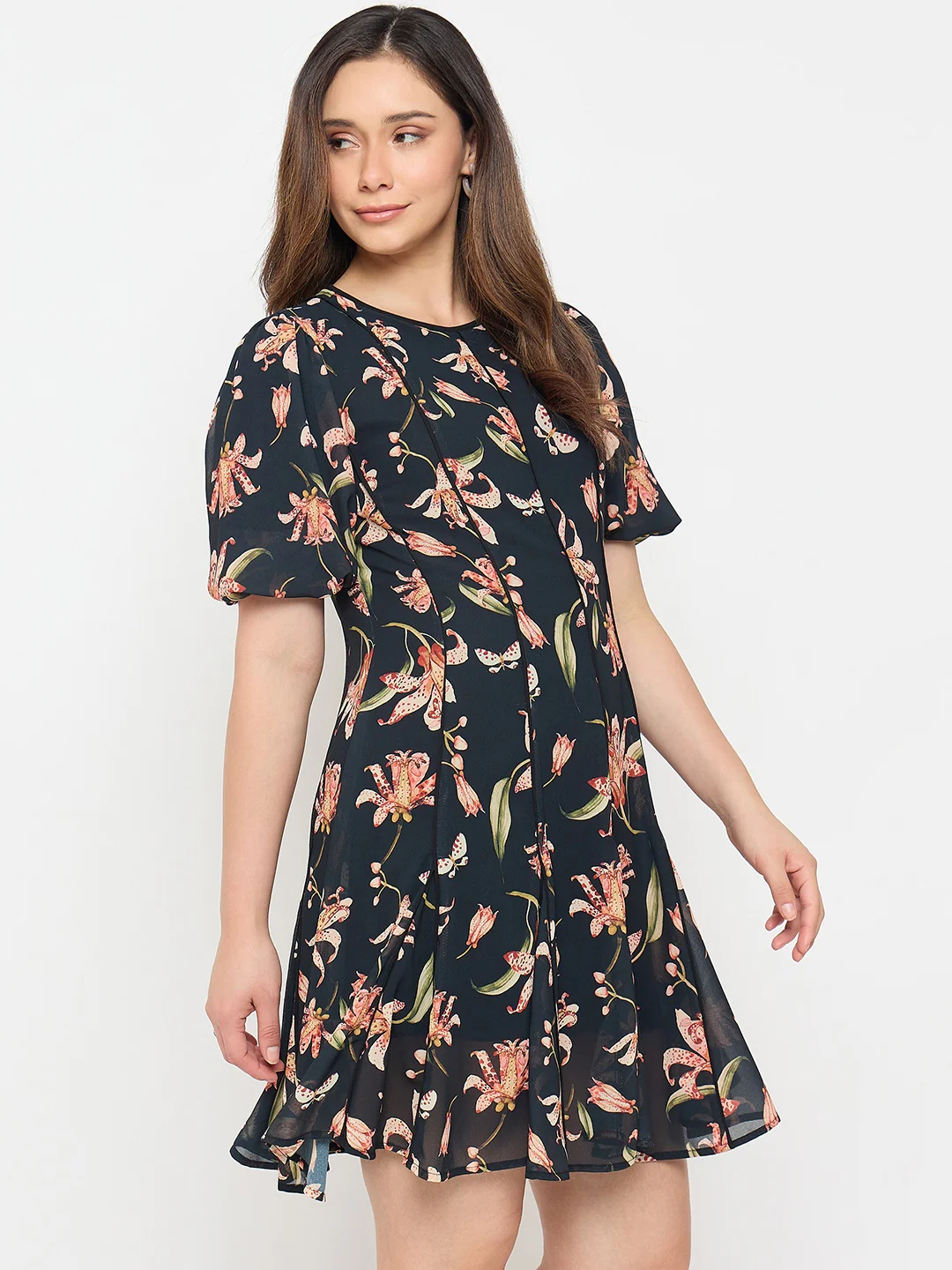Madame Black Printed Midi Dress - Image 5
