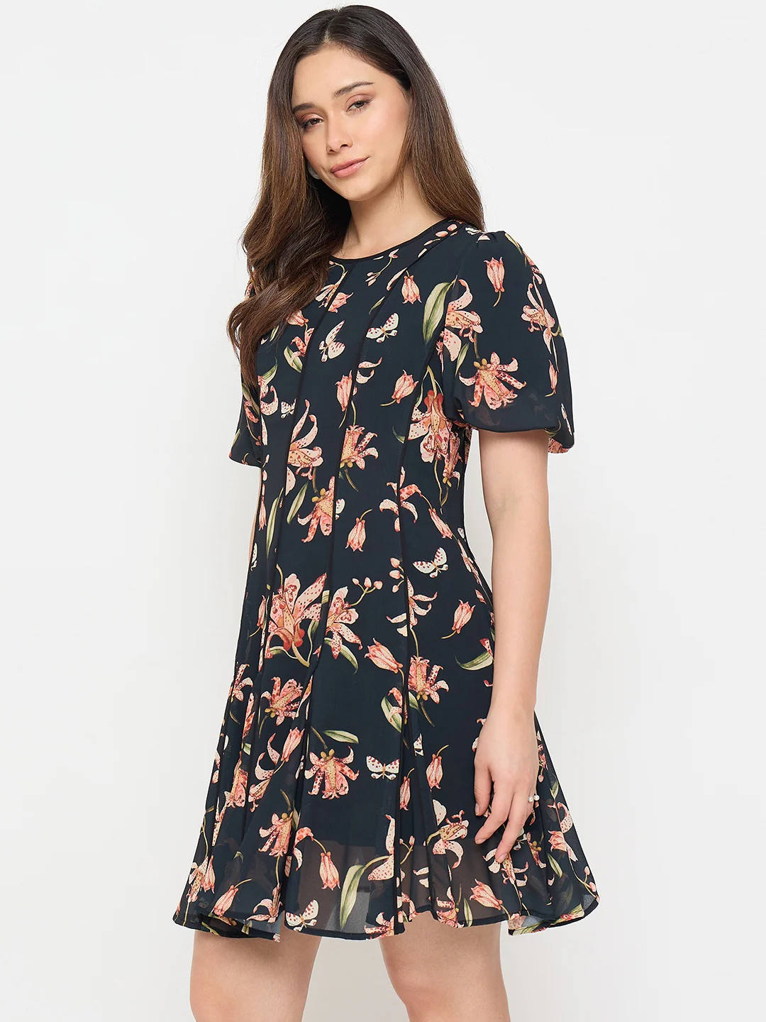 Madame Black Printed Midi Dress - Image 6