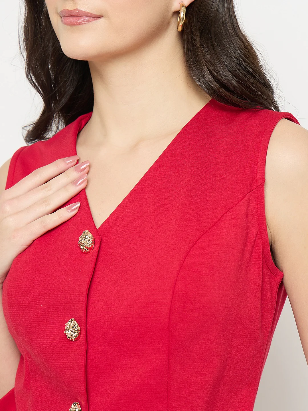 Madame Red Waistcoat Bodycon Dress for Women - Image 8
