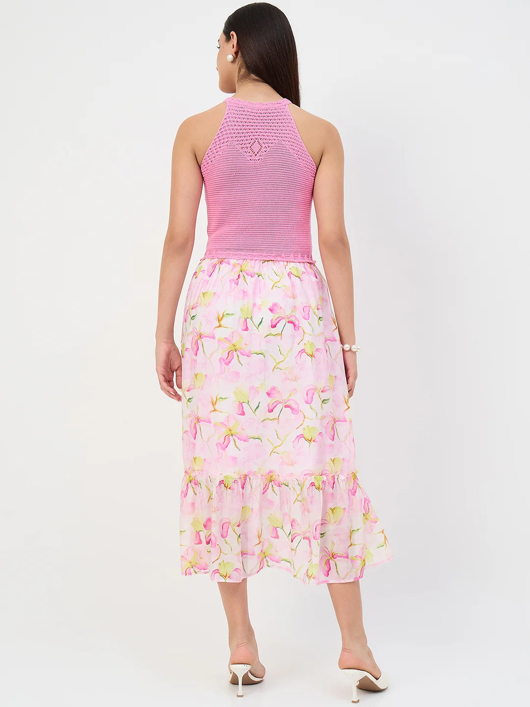 Madame Pink Halter Neck Tencel Midi Dress - Image 7