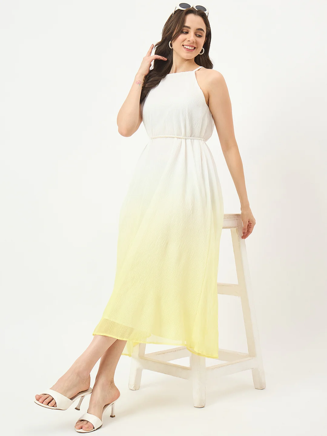 Madame Yellow Flared Dress - Image 2
