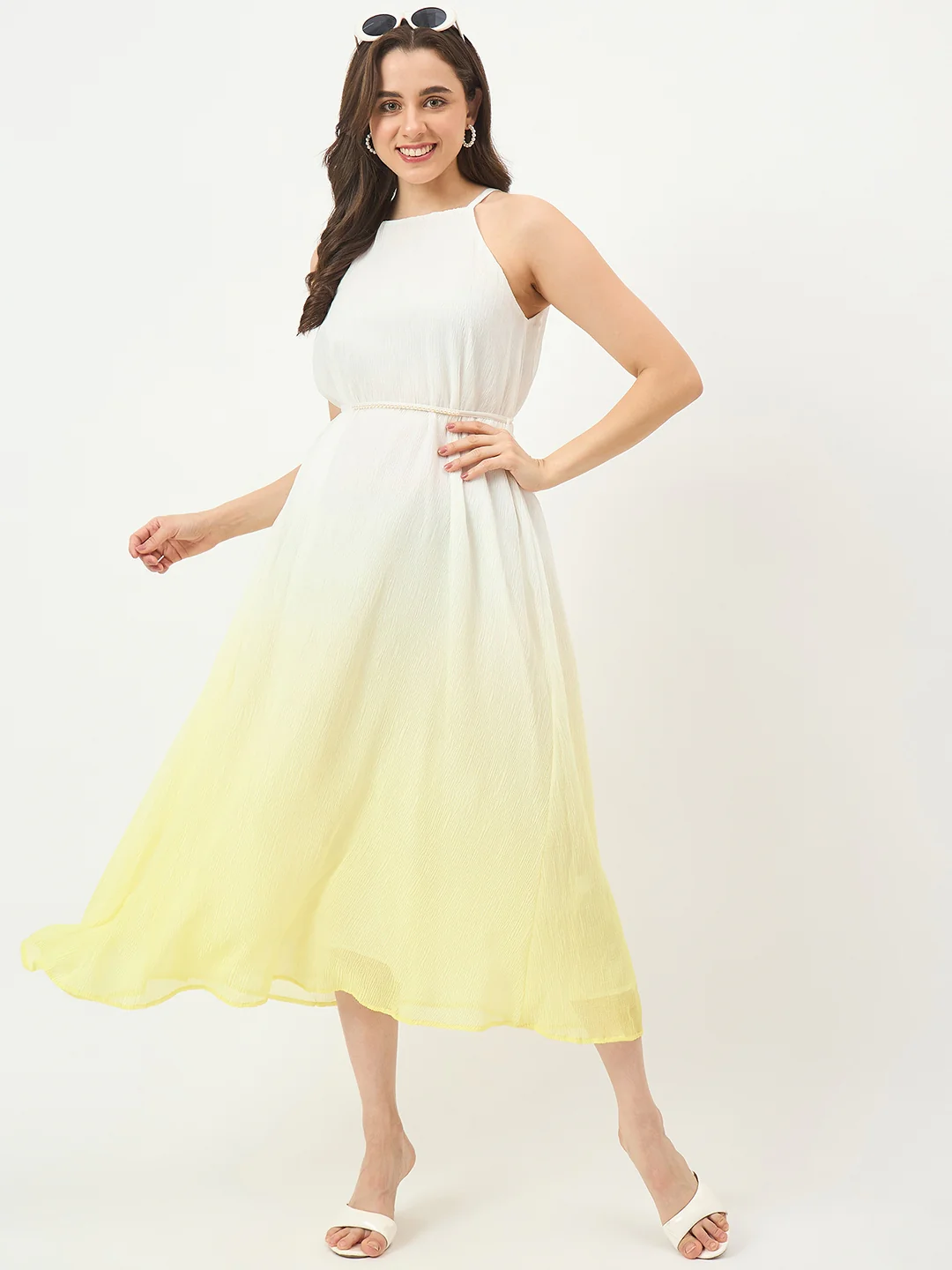 Madame Yellow Flared Dress - Image 3