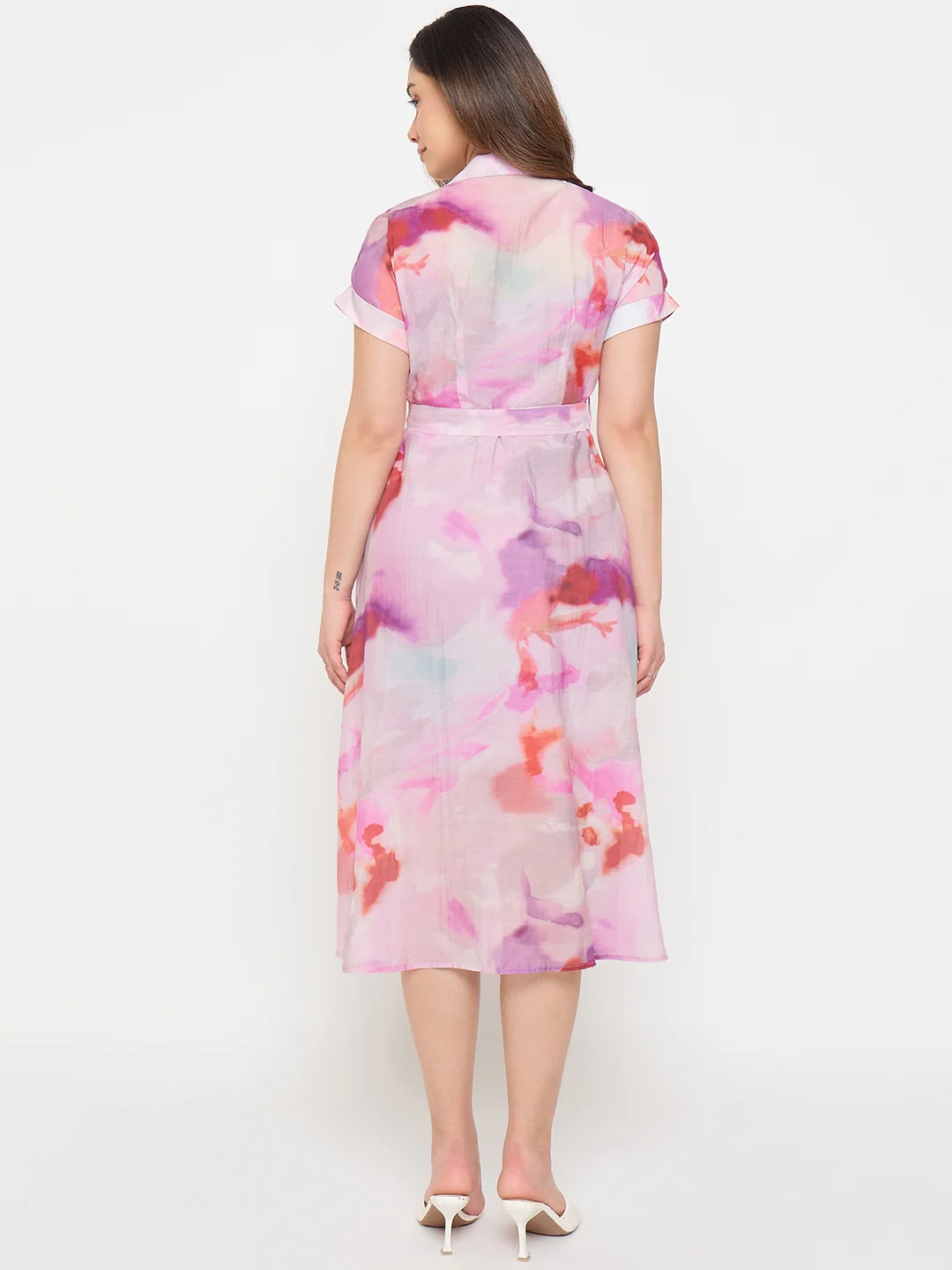 Madame Printed Purple FIt and Flare Dress - Image 8