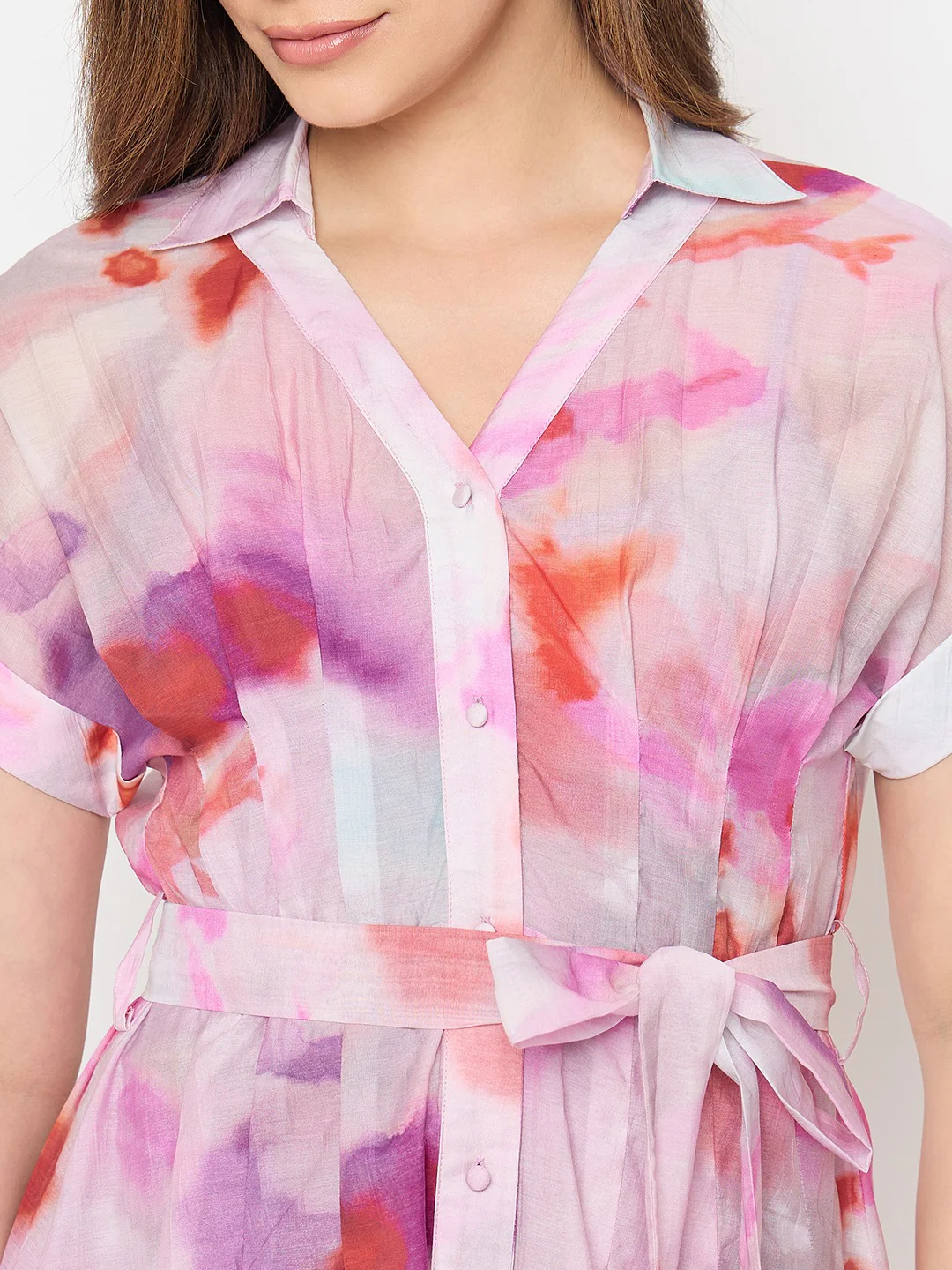 Madame Printed Purple FIt and Flare Dress - Image 9