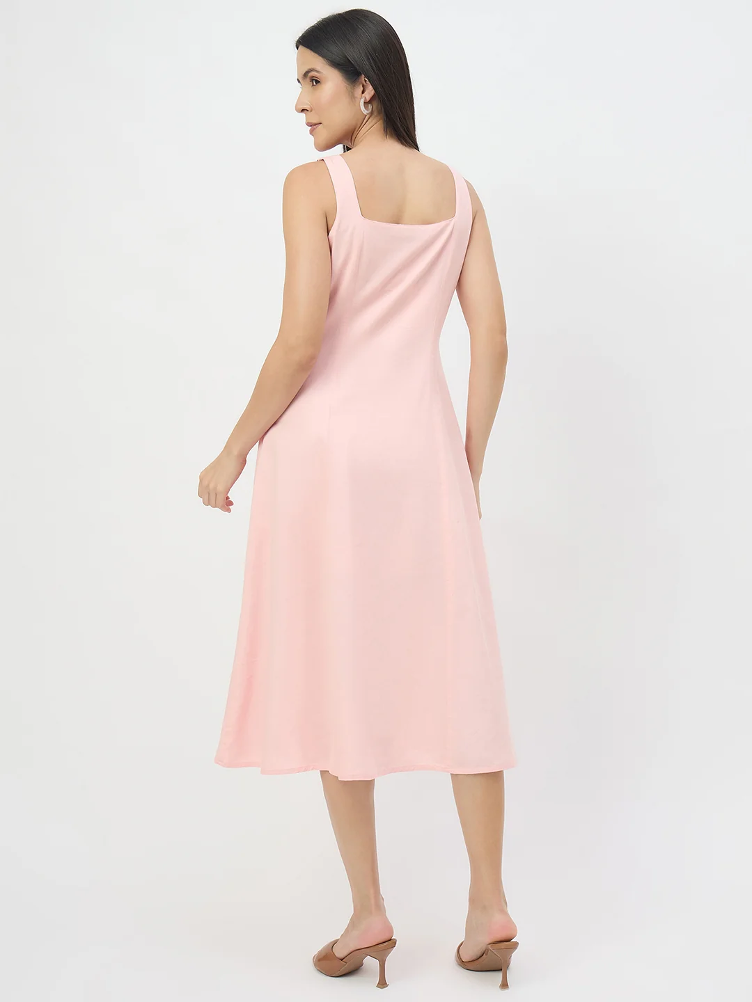 Madame Blush Pink Cotton Midi Dress - Image 7