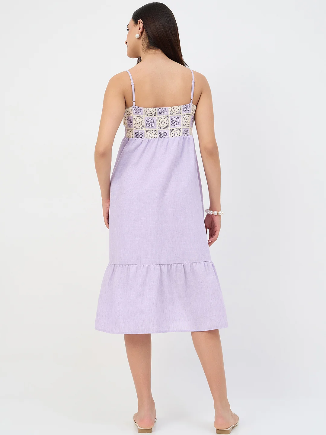 Madame Lilac Crochet Overlay Cami Dress - Image 7