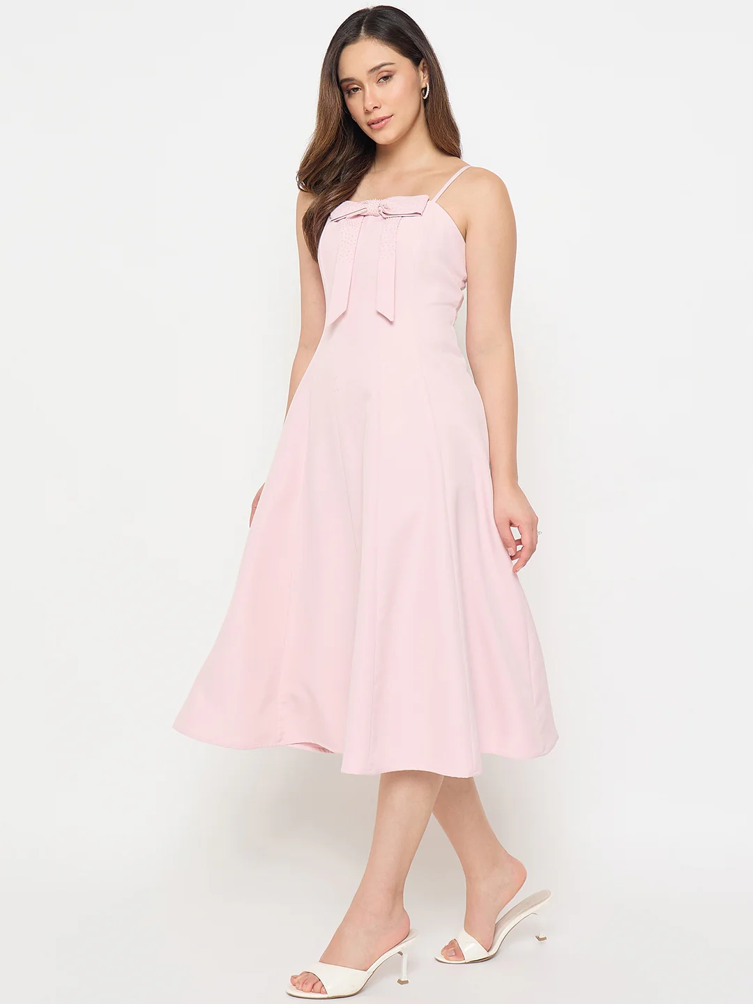 Madame Bow Accented Pink Camisole Dress - Image 6