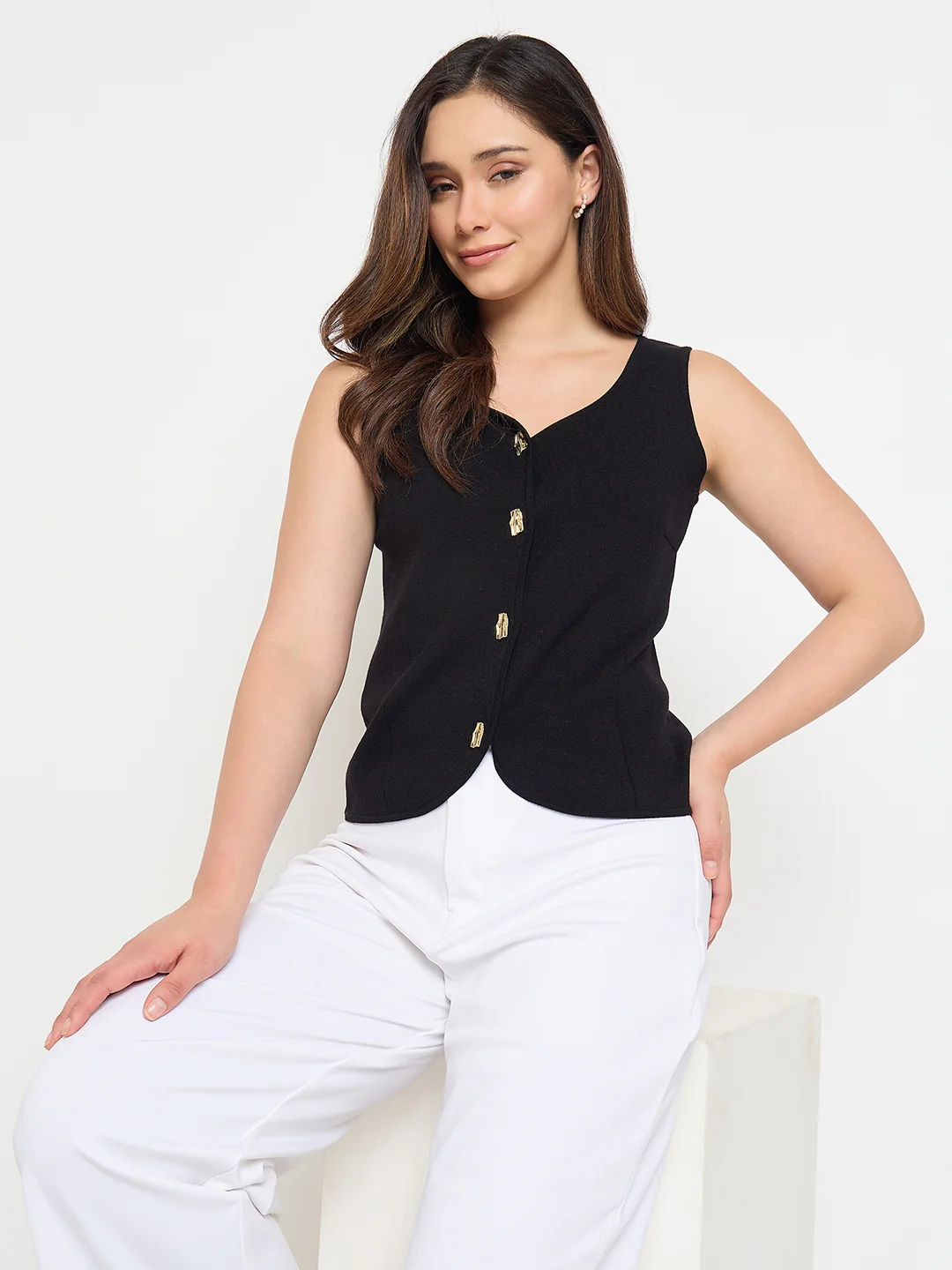Madame Viscose Blend Black Knit Top - Image 3