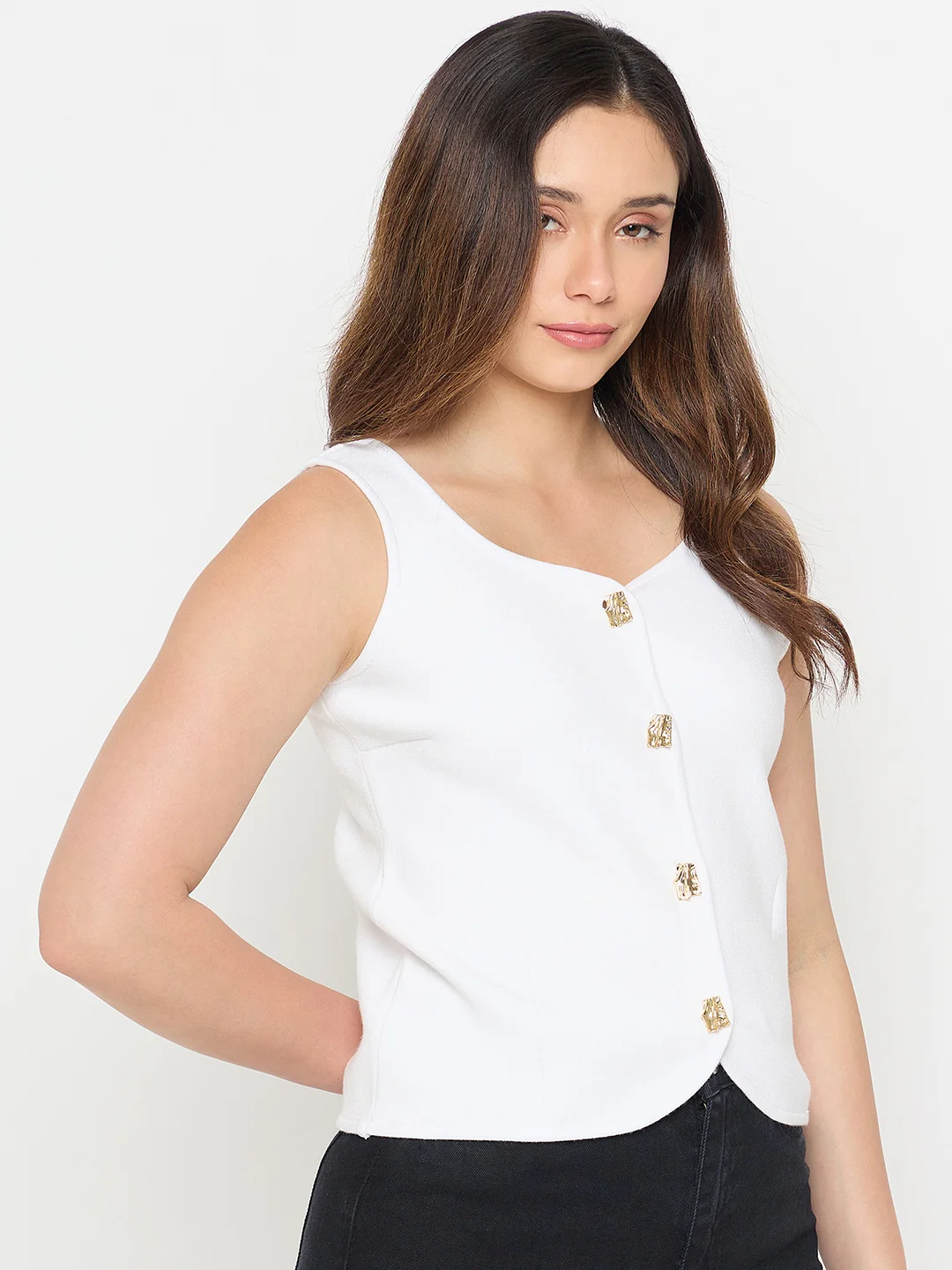Madame Viscose Blend Off White Knit Top - Image 4