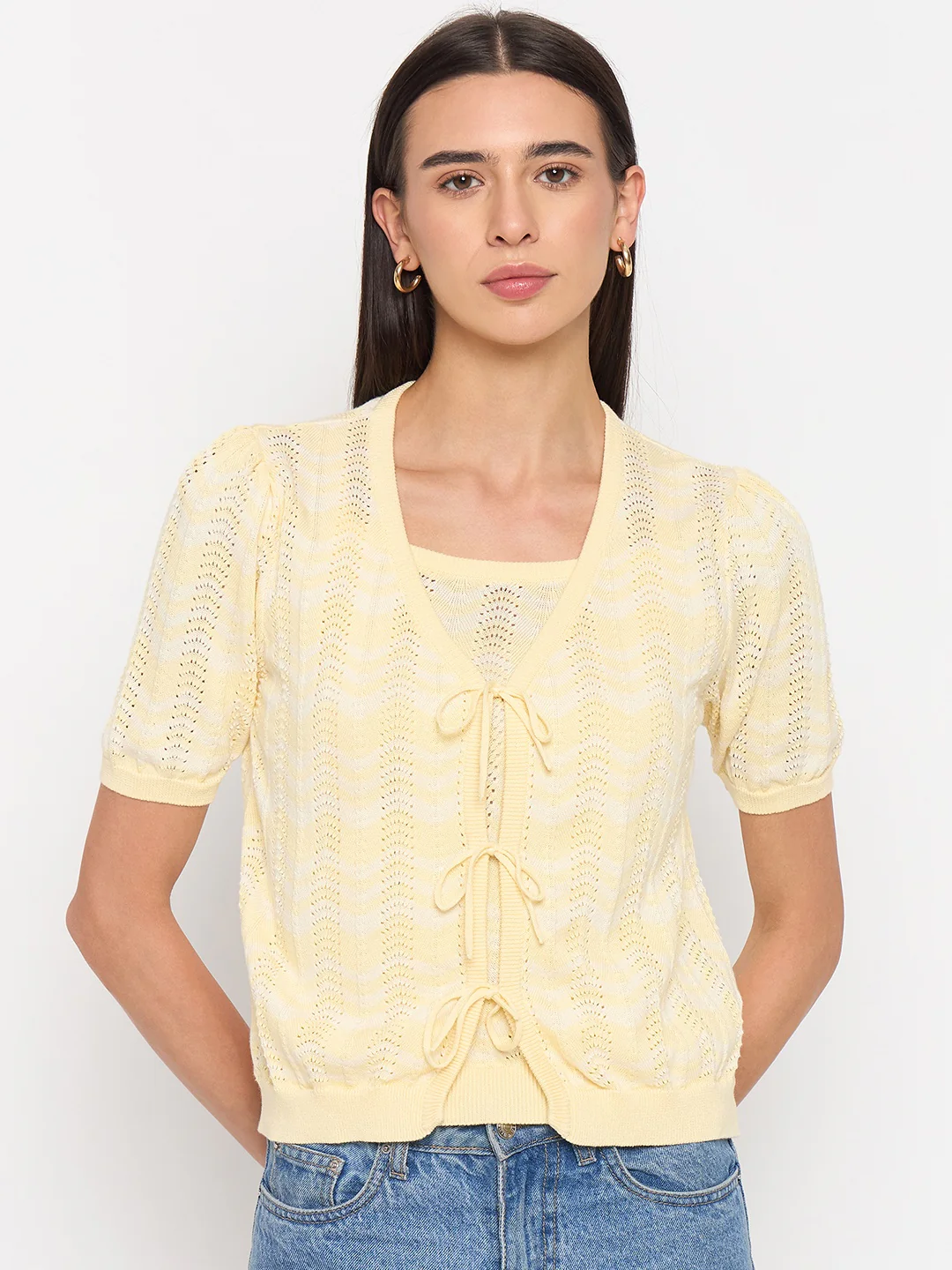 Madame Butter Yellow Cotton Knit Top