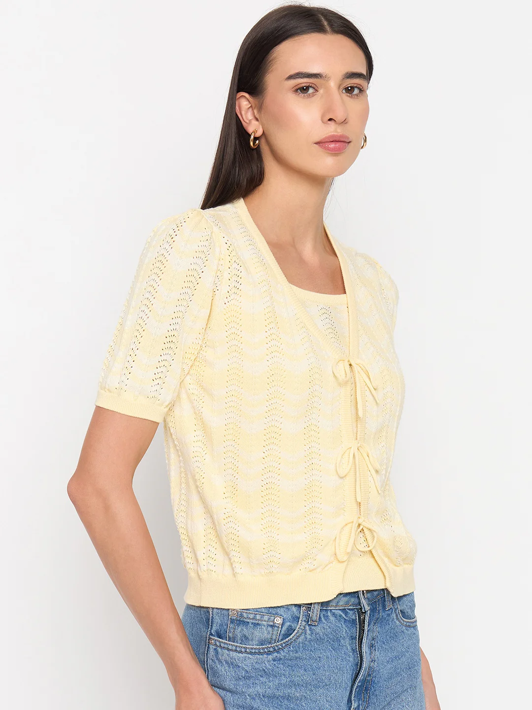 Madame Butter Yellow Cotton Knit Top - Image 4