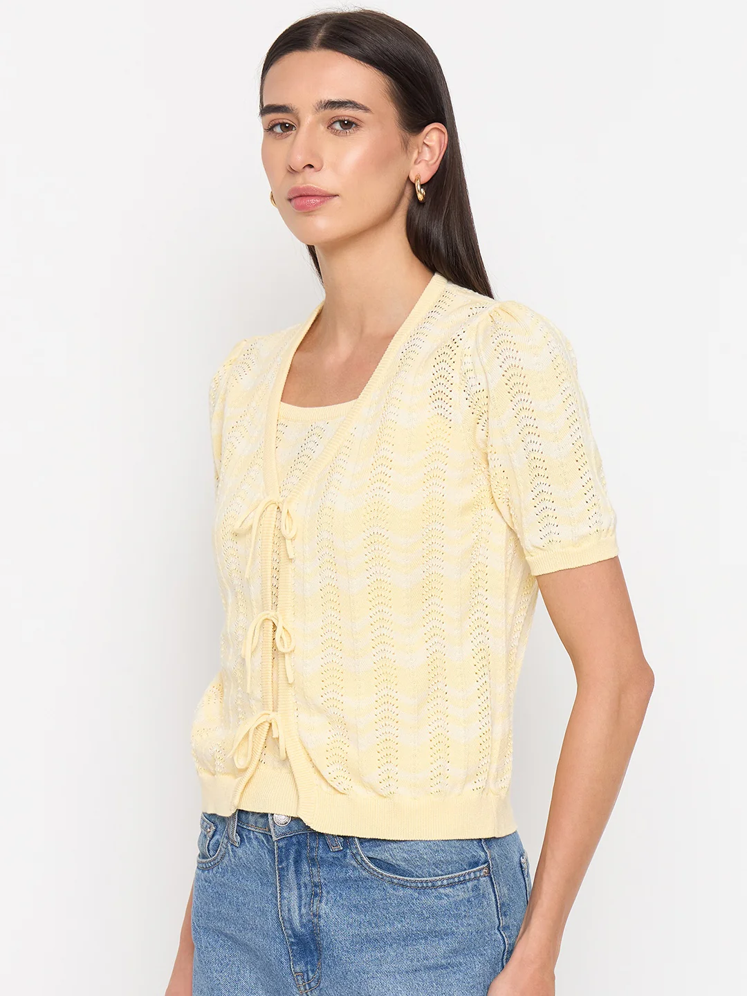 Madame Butter Yellow Cotton Knit Top - Image 5