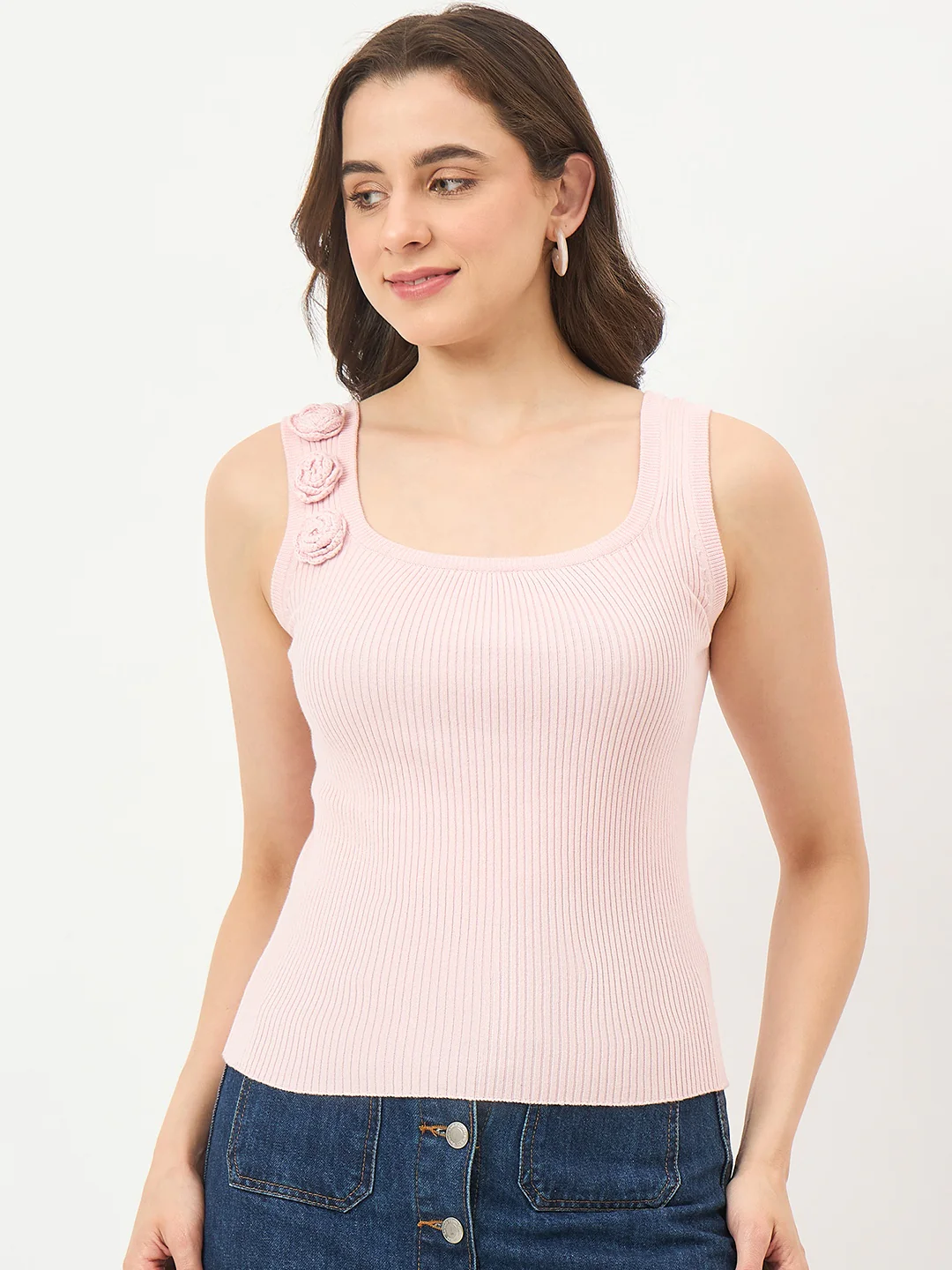 Madame Powder Pink Cotton-Blend Knit Top