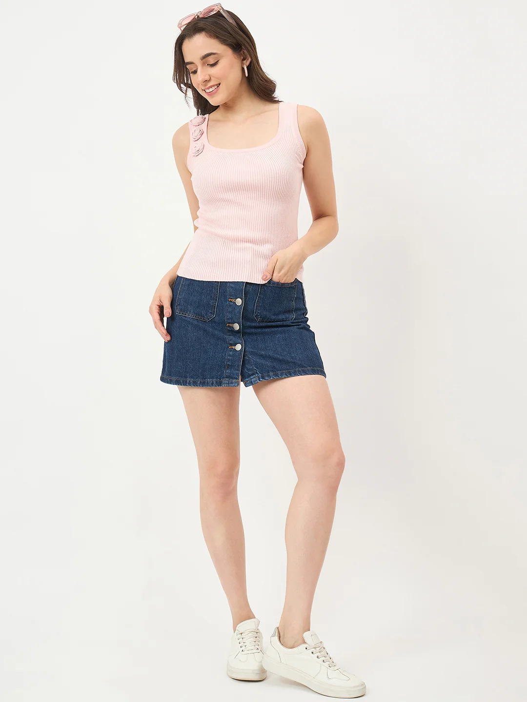 Madame Powder Pink Cotton-Blend Knit Top - Image 3