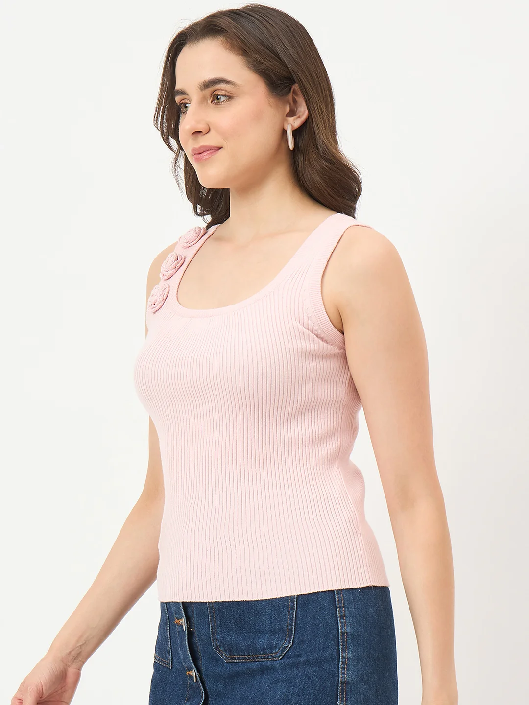 Madame Powder Pink Cotton-Blend Knit Top - Image 5