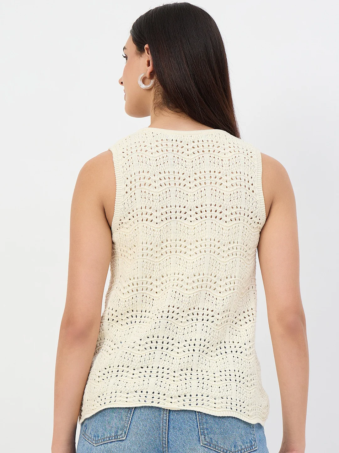Madame Butter Yellow Crochet Cotton Sleeveless Top - Image 6