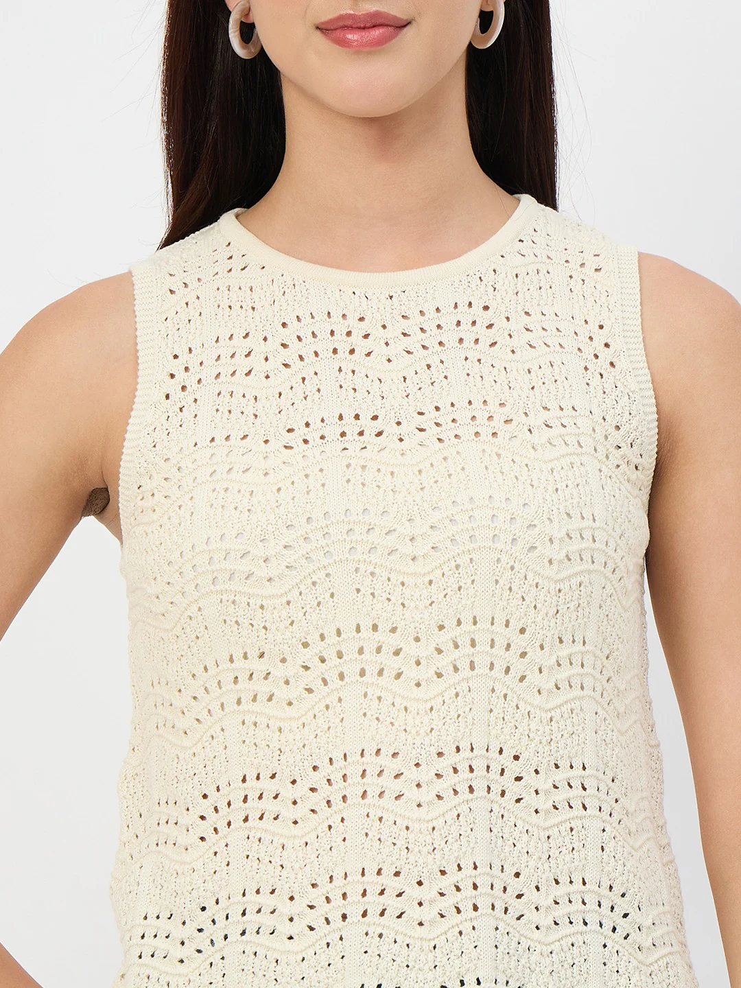 Madame Butter Yellow Crochet Cotton Sleeveless Top - Image 7