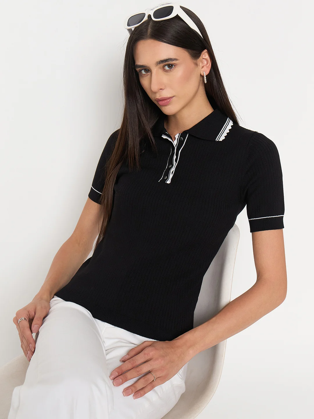 Madame Black Viscose-Blend Knit Top - Image 2