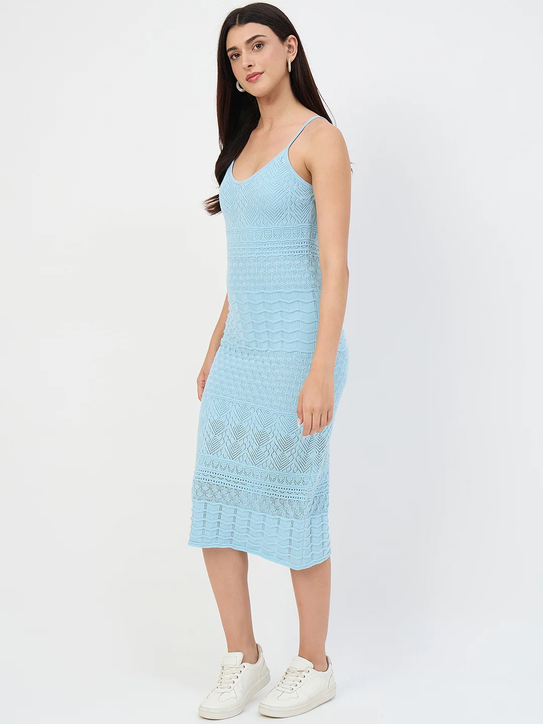 Madame Sky Blue Crochet Cotton Cami Dress - Image 5
