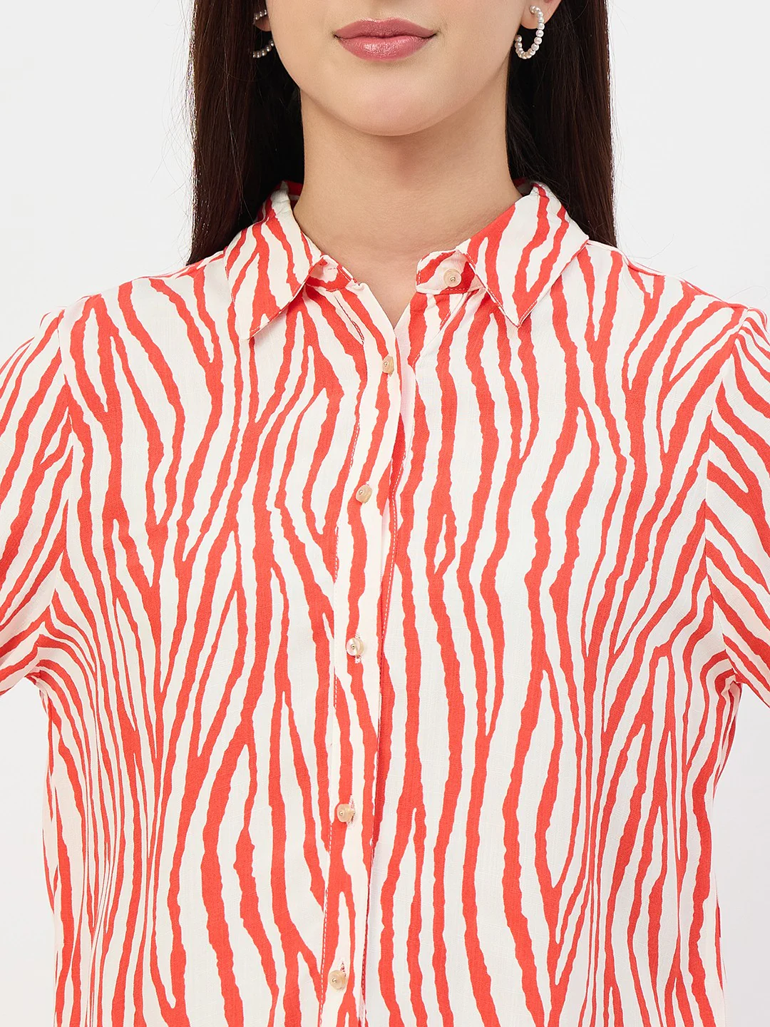 Madame Red Printed Rayon Shirt - Image 8