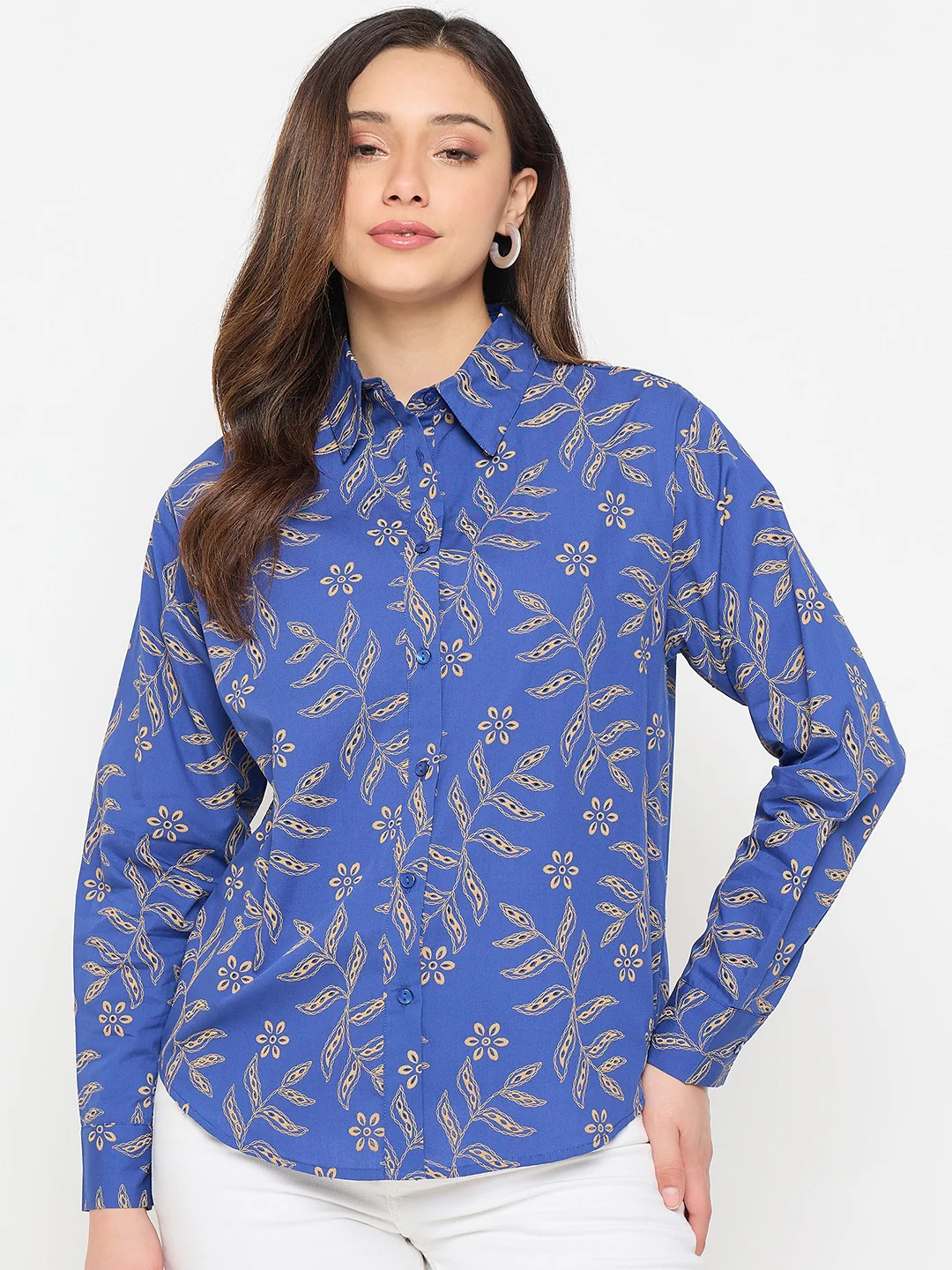 Blue Embroidered Summer Shirt for Women - Image 2