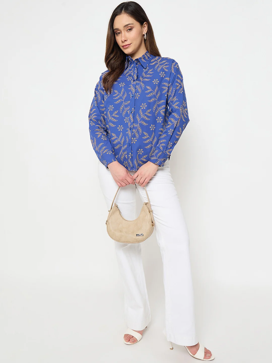 Blue Embroidered Summer Shirt for Women - Image 4