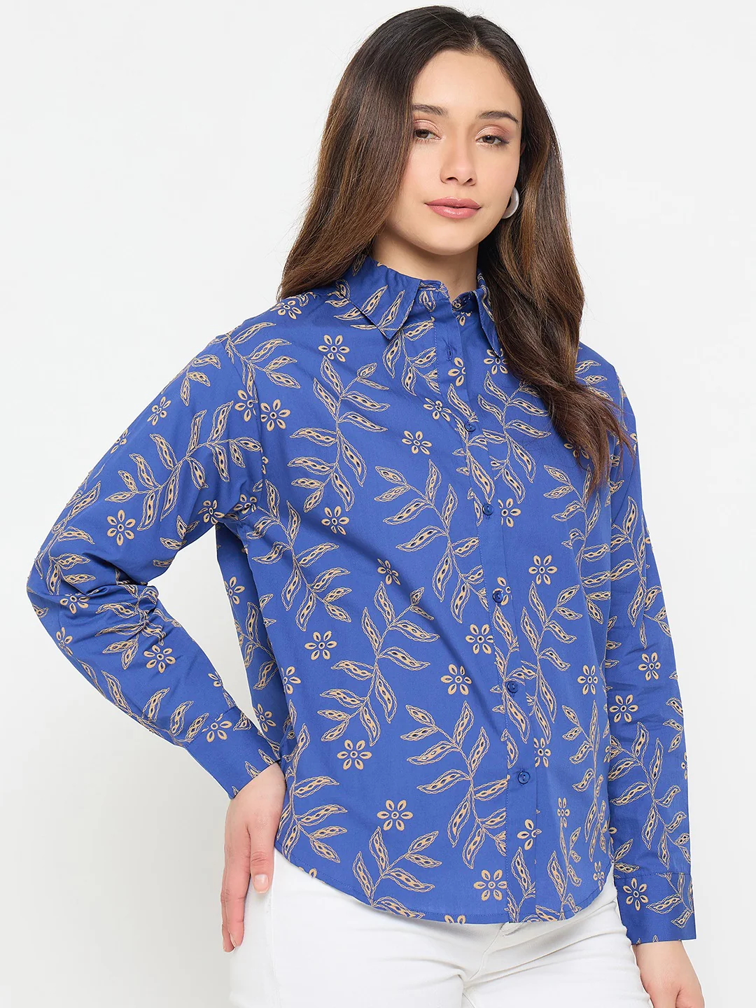 Blue Embroidered Summer Shirt for Women - Image 5