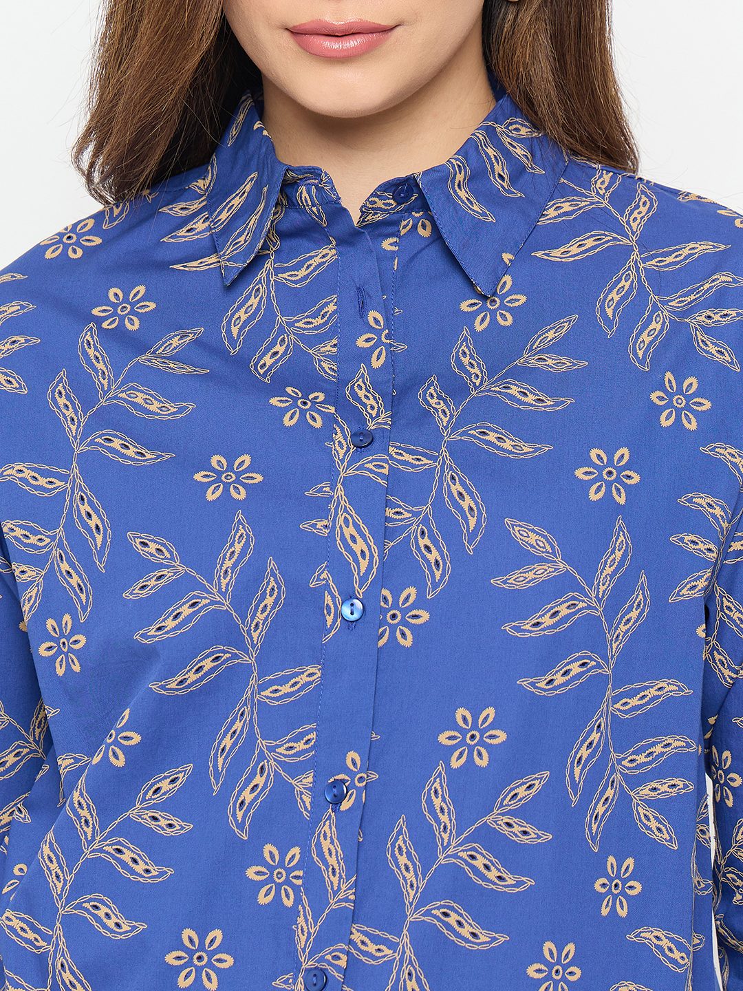 Blue Embroidered Summer Shirt for Women - Image 8