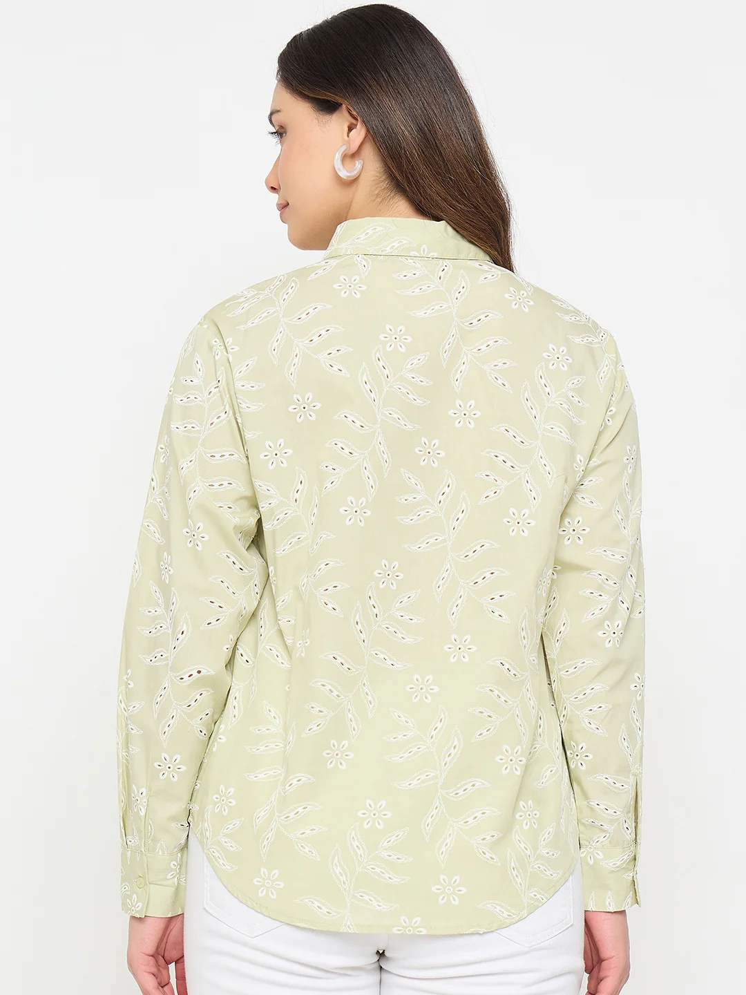 Madame Embroidered Green Cotton Shirt - Image 7