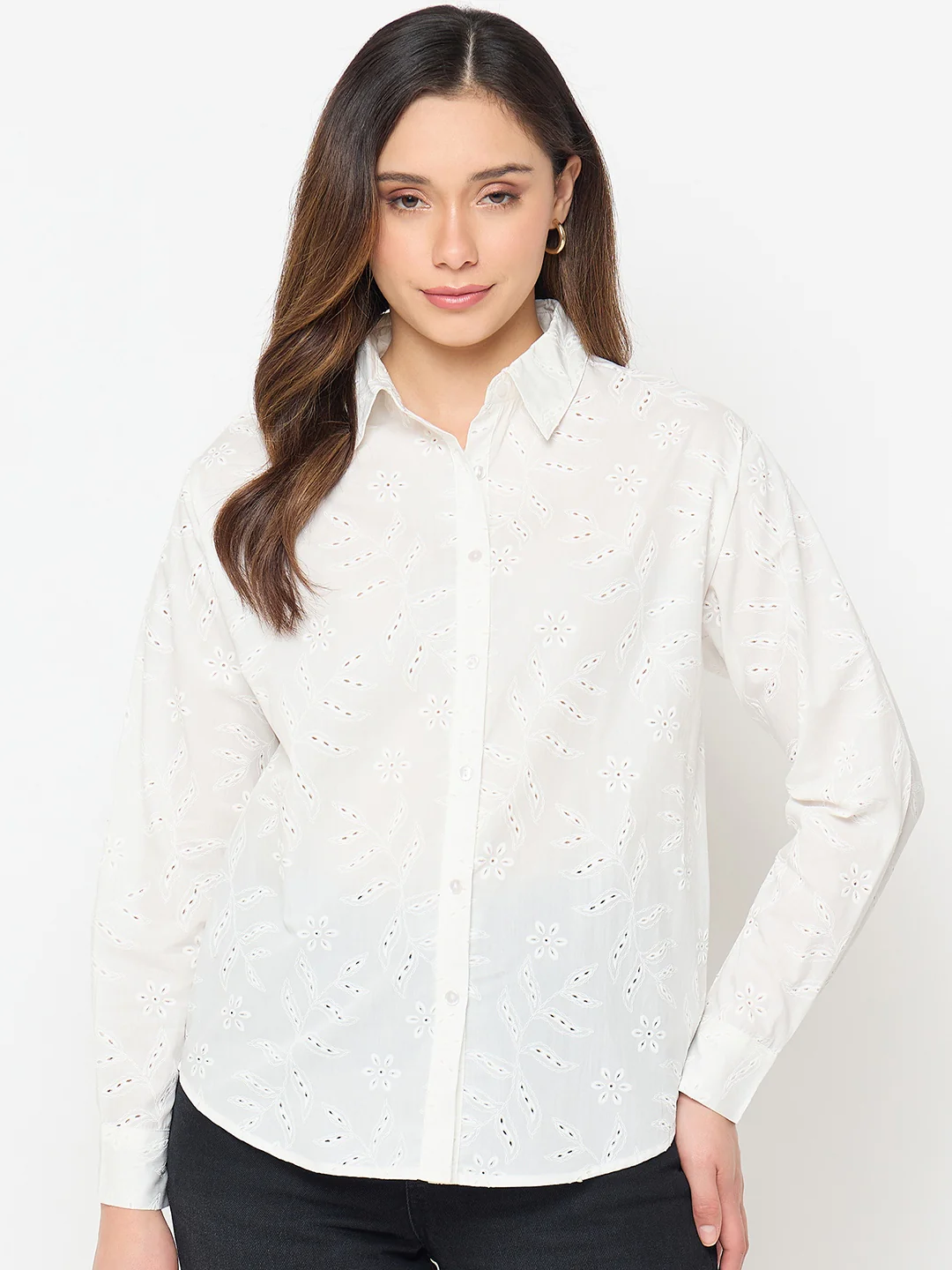 Madame Embroidered White Cotton Shirt - Image 2