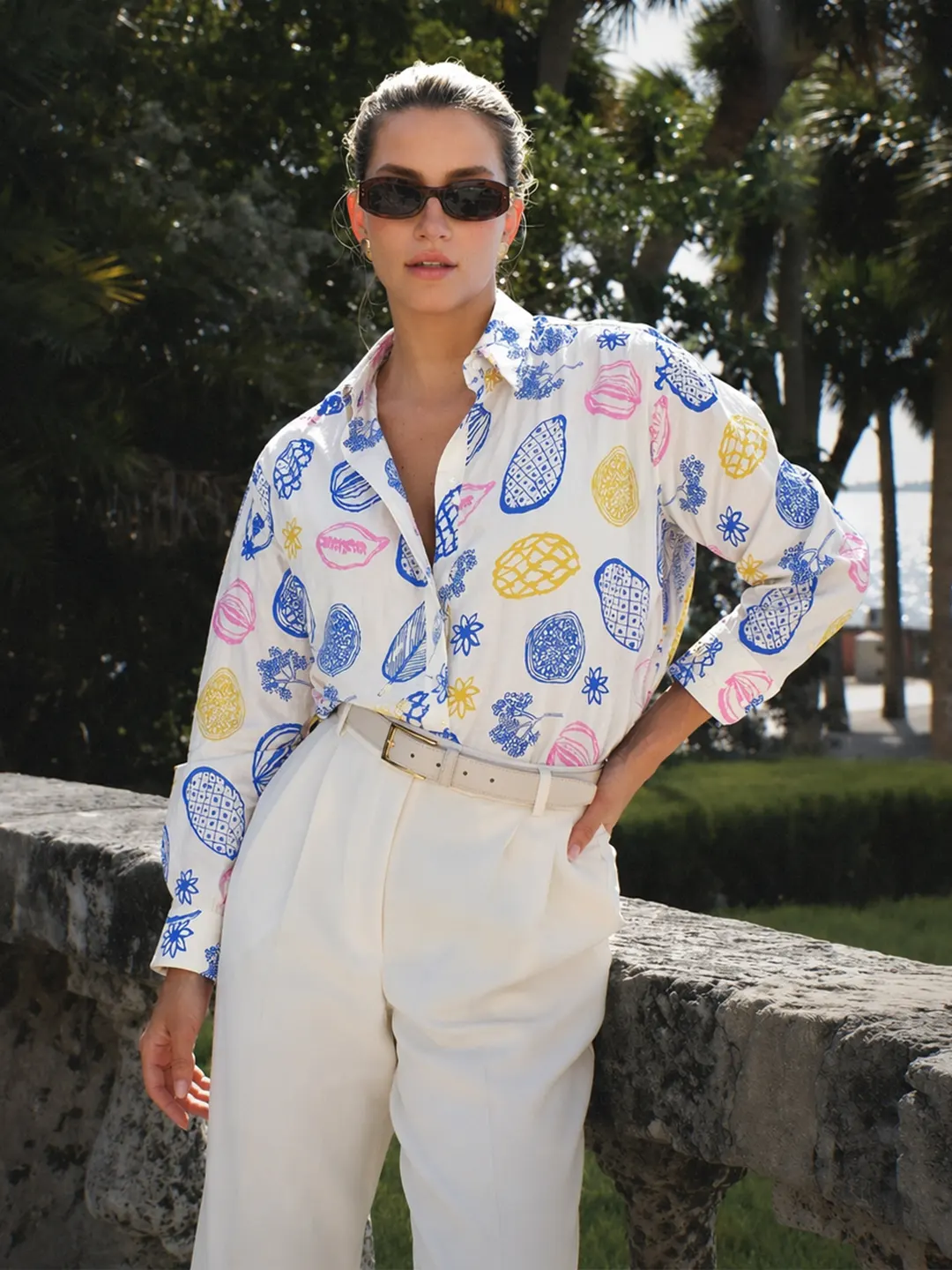 Madame Off-White Printed Viscose-Blend Shirt