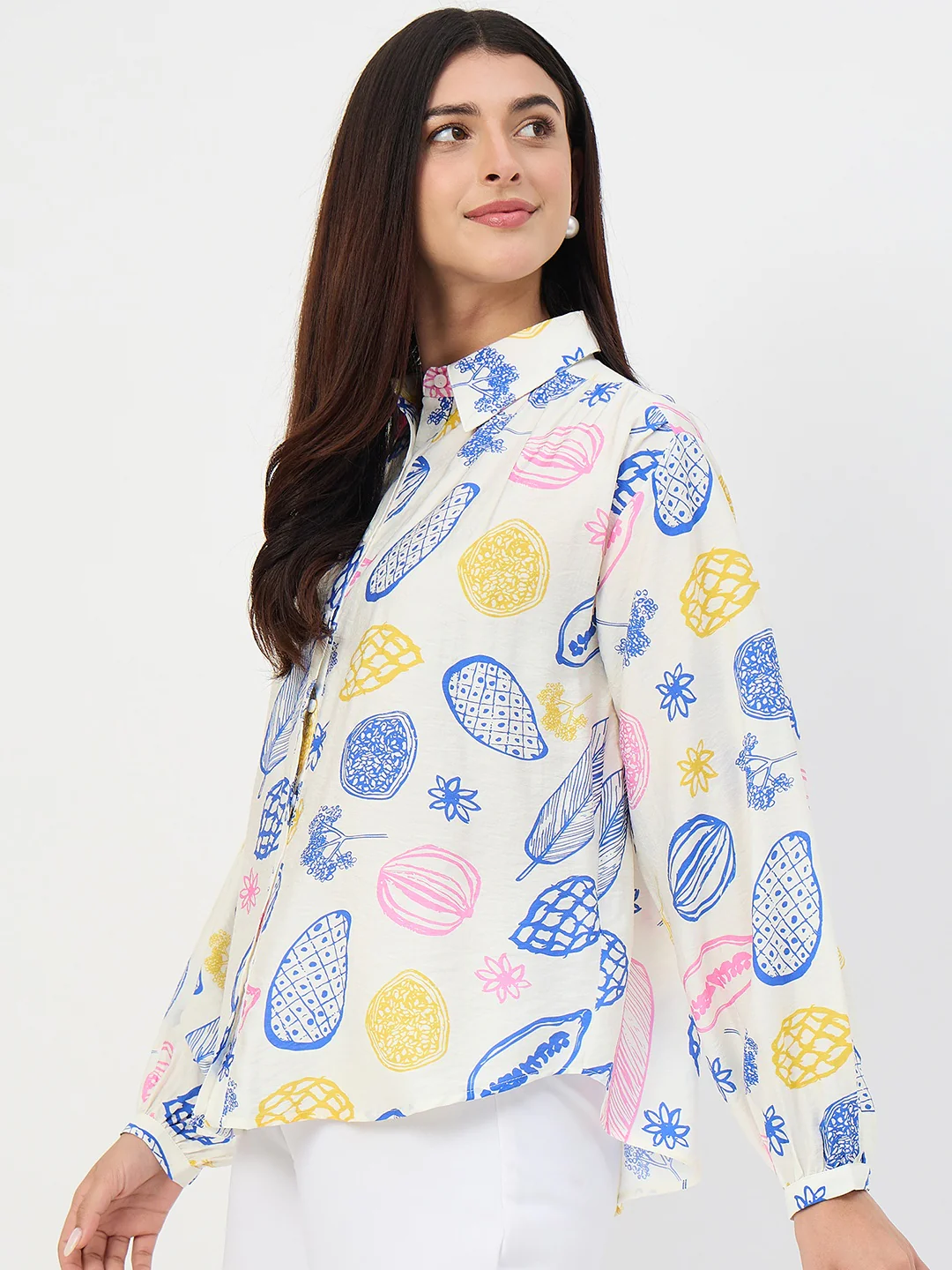 Madame Off-White Printed Viscose-Blend Shirt - Image 6