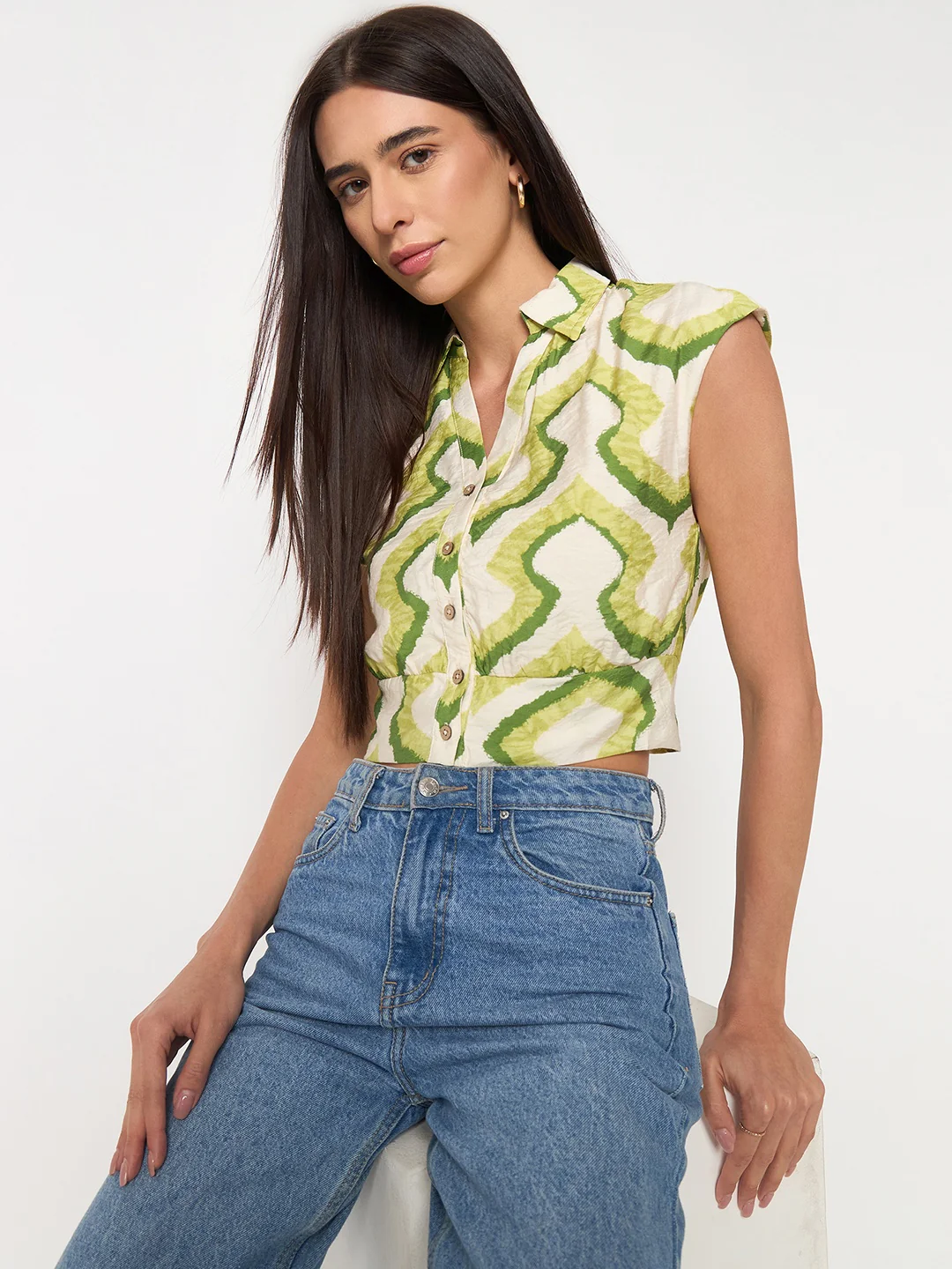 Madame  Green Printed  Shirt - Image 2