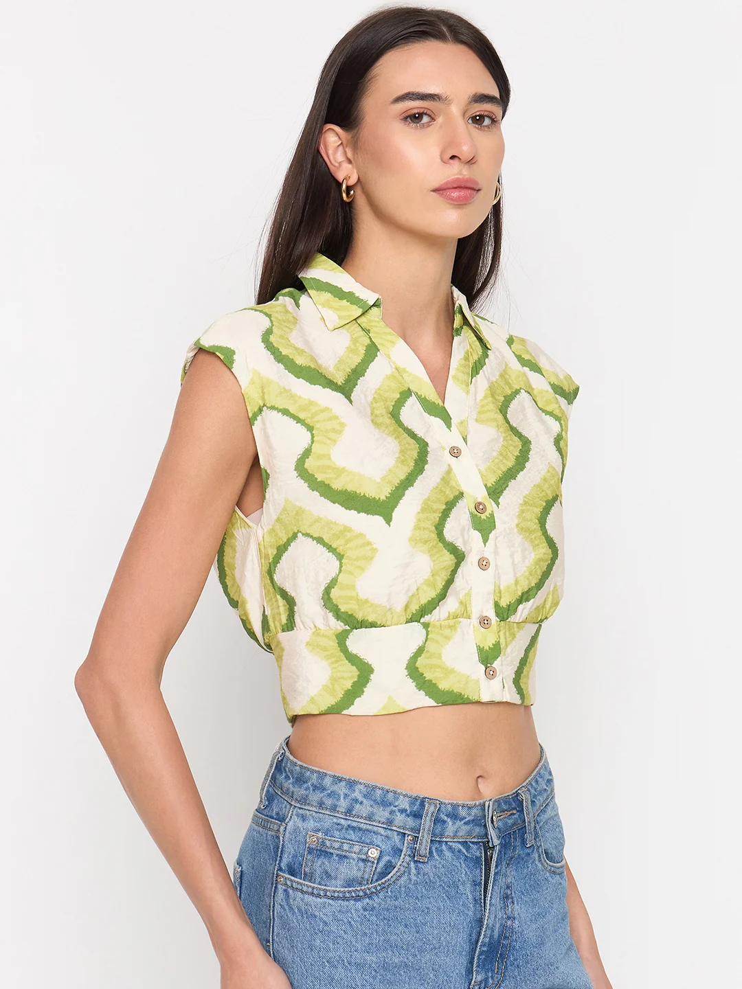 Madame  Green Printed  Shirt - Image 4