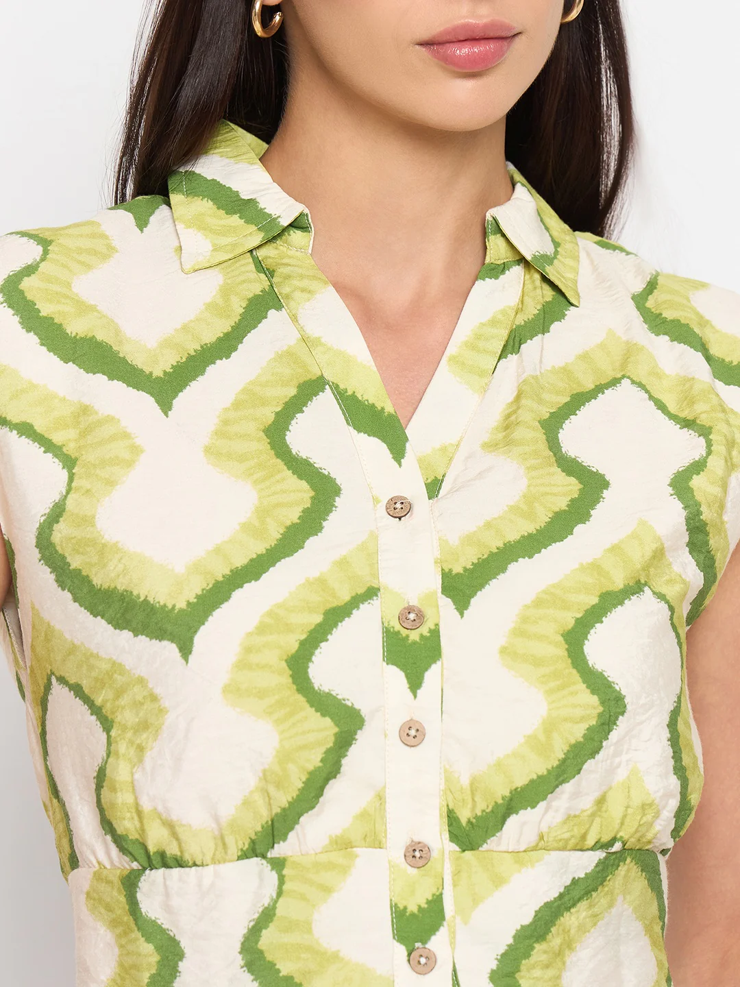 Madame  Green Printed  Shirt - Image 7