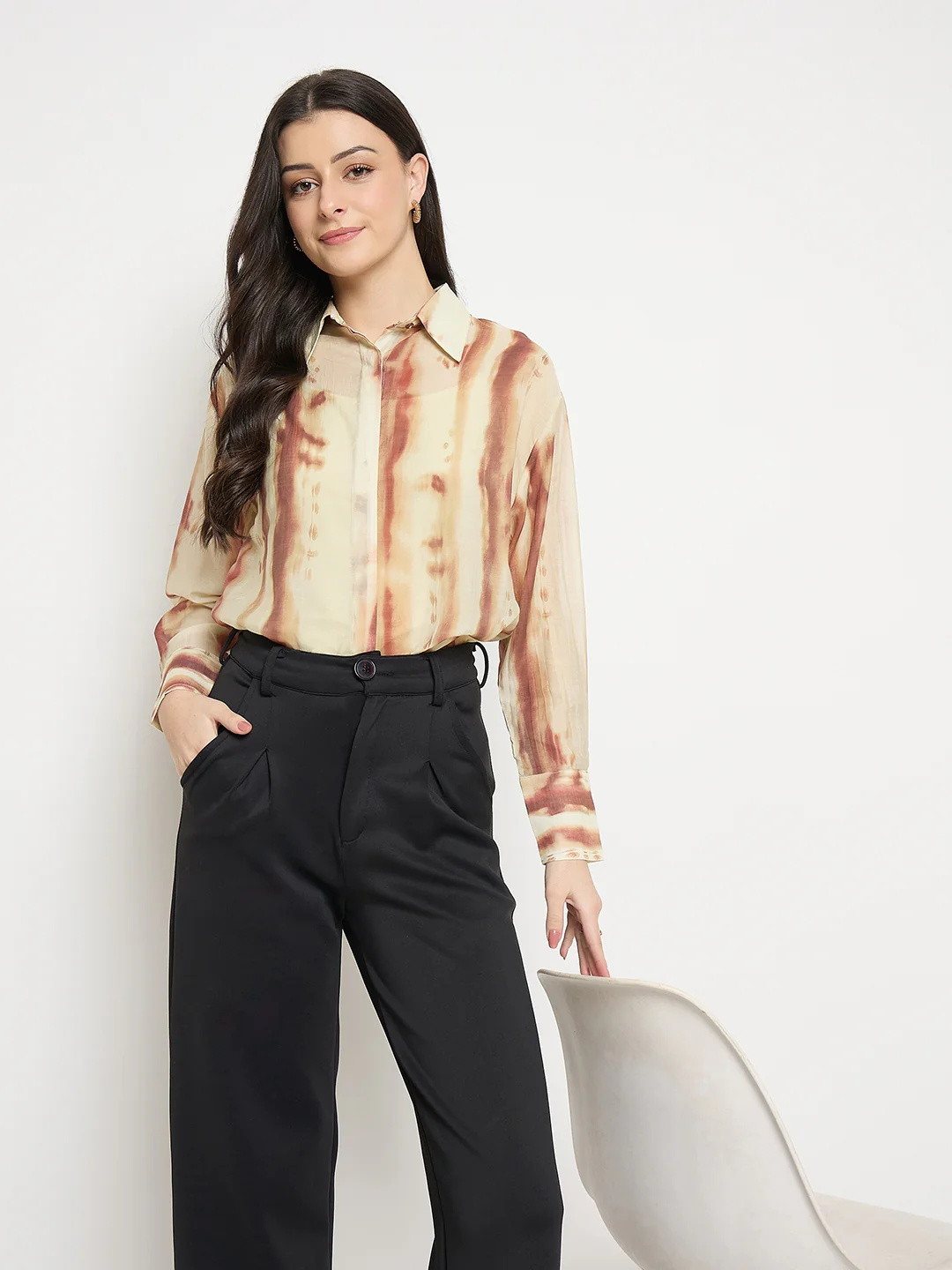 Madame Brown Tencel Nylon Blend Printed Shirt - Image 8