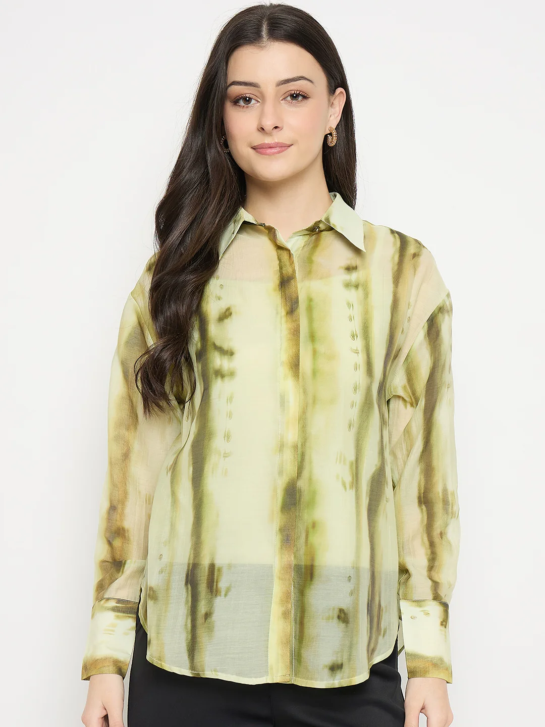 Madame Green Tencel Nylon Blend Printed Shirt - Image 2
