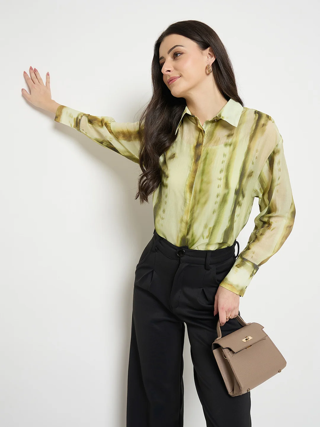 Madame Green Tencel Nylon Blend Printed Shirt - Image 3
